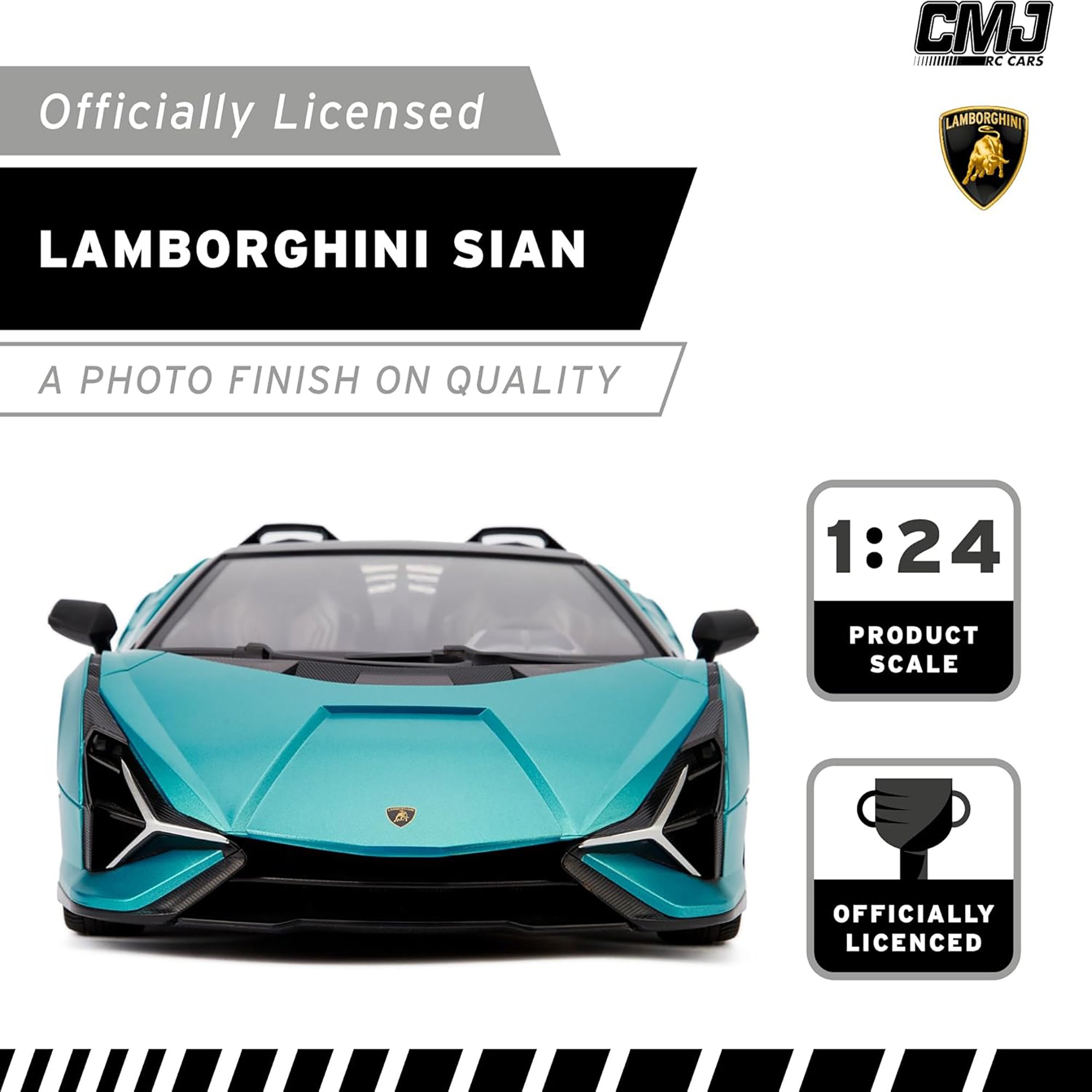 1:24 Scale Lamborghini Sián FKP 37 RC Car - Blue Remote Control Vehicle with LED Headlights | High-Speed Racing Toy for Kids & Adults, Perfect for Indoor & Outdoor Play