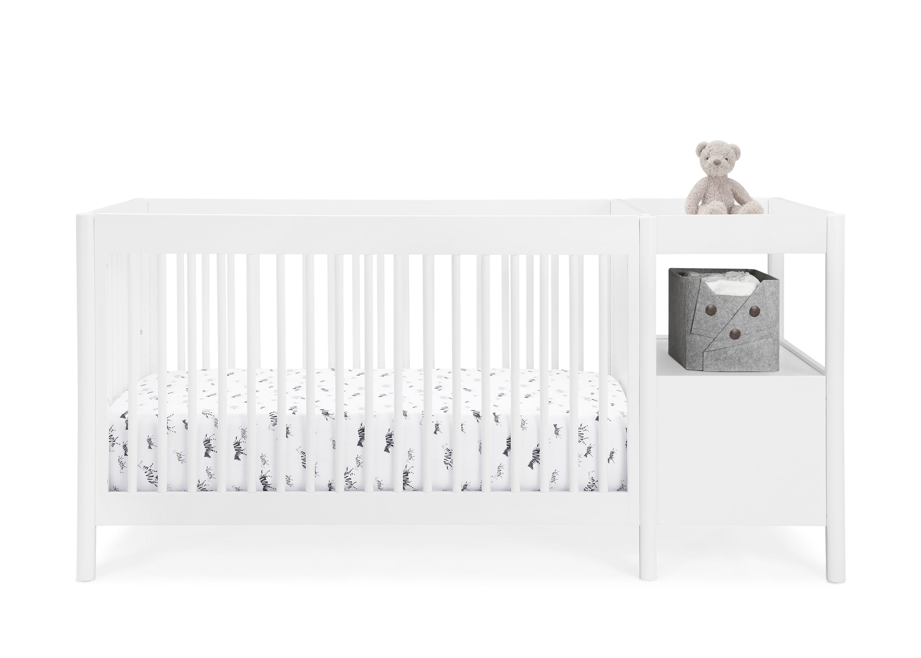 Zoe 5-in-1 Convertible Baby Crib with Changer - Nursery Furniture Set for Newborn to Toddler | Perfect for Small Spaces & Modern Nurseries