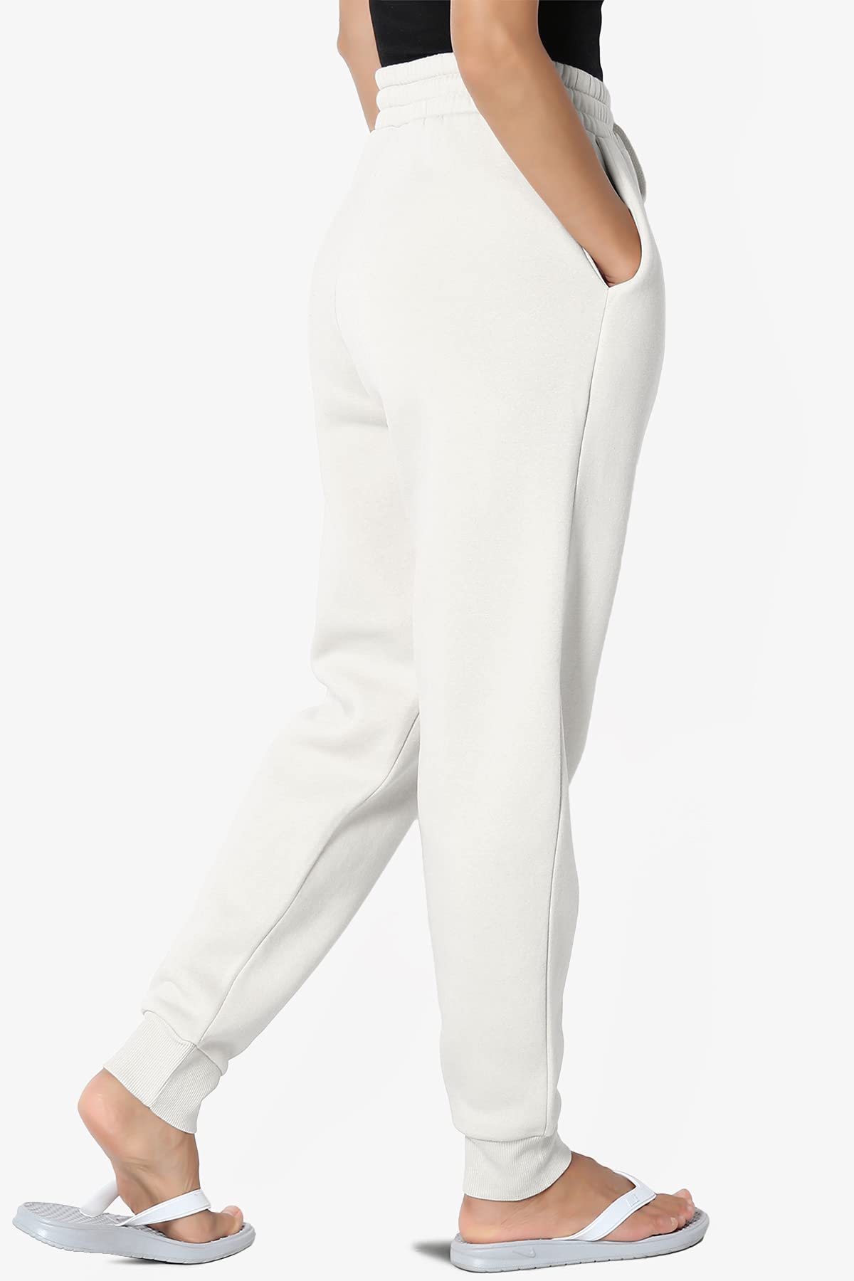 TheMogan Active Lounge Comfy Cotton Blend Drawstring Waist Jogger Sweat Pants for Women - Soft Casual Yoga Pants with Pockets for Running, Travel & Home Wear