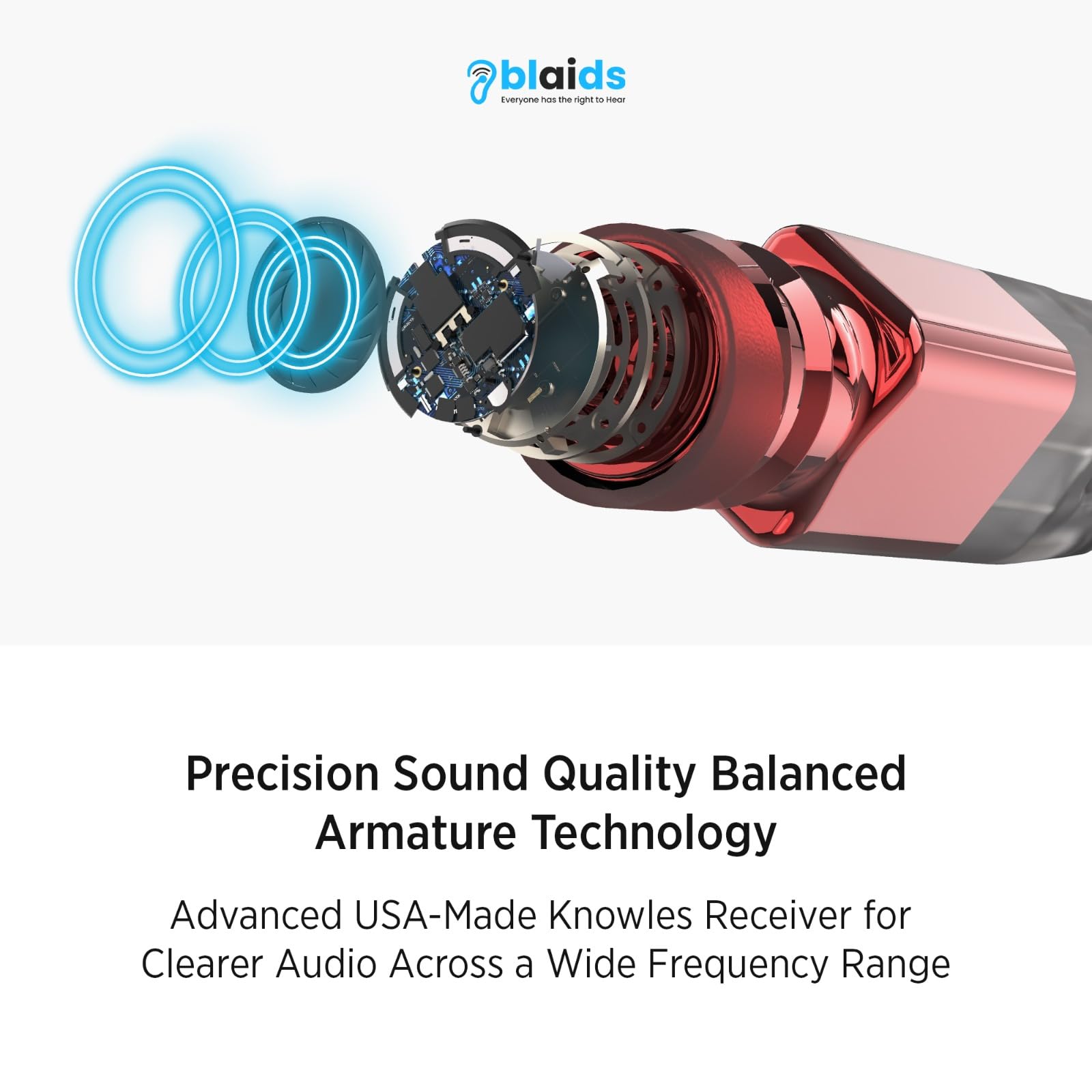 BlaidsX Neuro Rechargeable RIC Hearing Aids for Seniors with Bluetooth, Mobile App Hearing Test, Noise Cancellation, Dual Mic & 48 DSP Channels | USA-Made Multi-Core Processor | Perfect for TV Watching, Phone Calls & Outdoor Activities