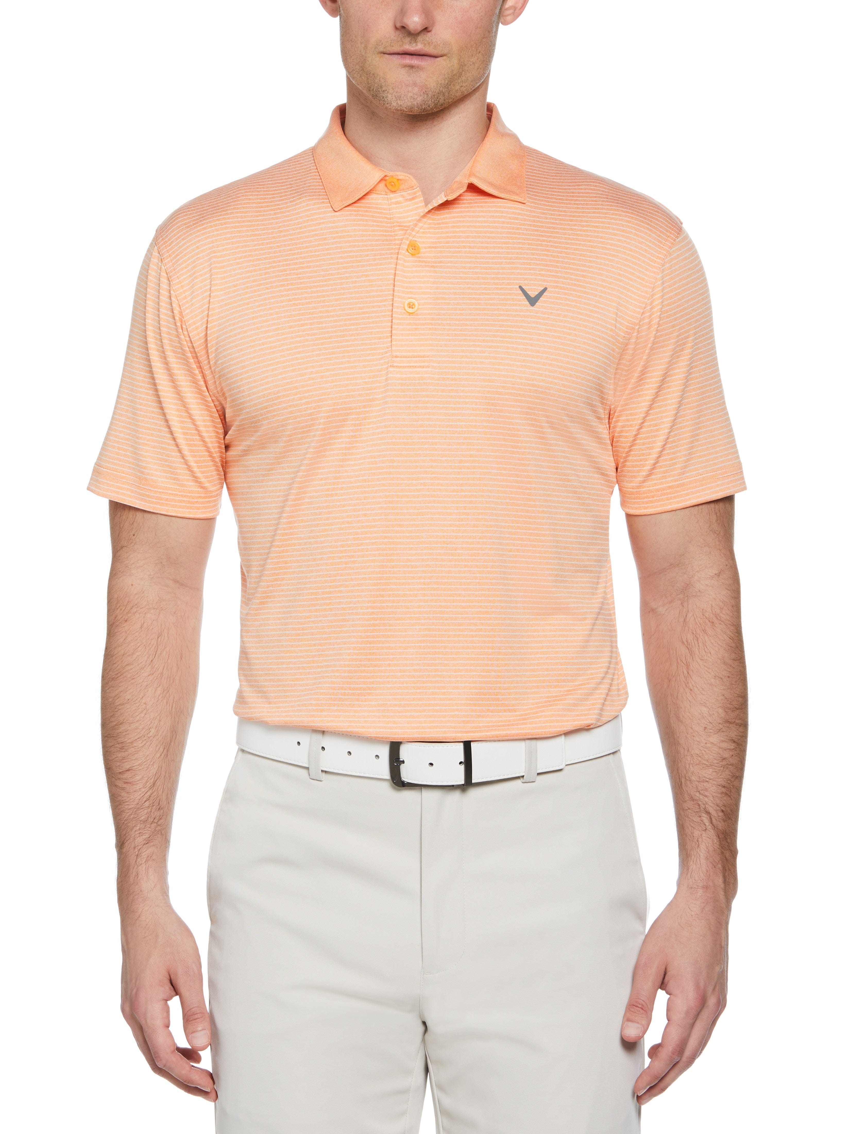 Men's Heather Micro Stripe Golf Polo Shirt - Breathable Performance Tee for Golf, Tennis & Casual Wear | Moisture-Wicking & UV Protection