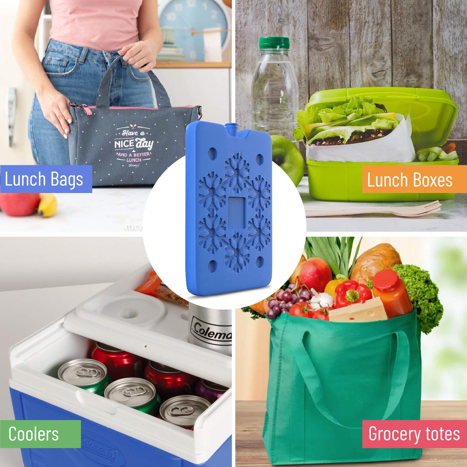 Reusable Ice Packs for Lunch Boxes & Coolers | Bento Lunch Box Freezer Packs for Work, School, Picnics & Camping | Small Cooling Gel Packs for Adults & Kids | Perfect for Keeping Food Fresh in Lunch Bags, Coolers & Travel Coolers