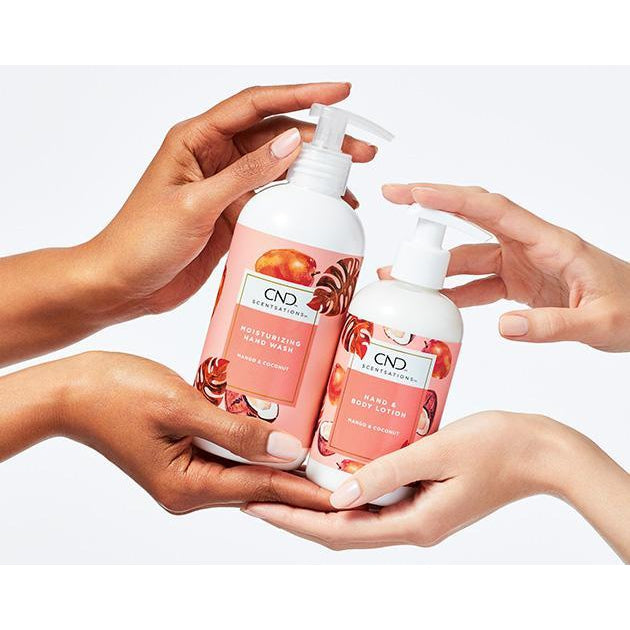 CND Scentsations Mango & Coconut Scented Hand Wash and Lotion Set - Hydrating Hand Care Duo for Soft Skin - Perfect for Bathroom, Kitchen, and Office Use