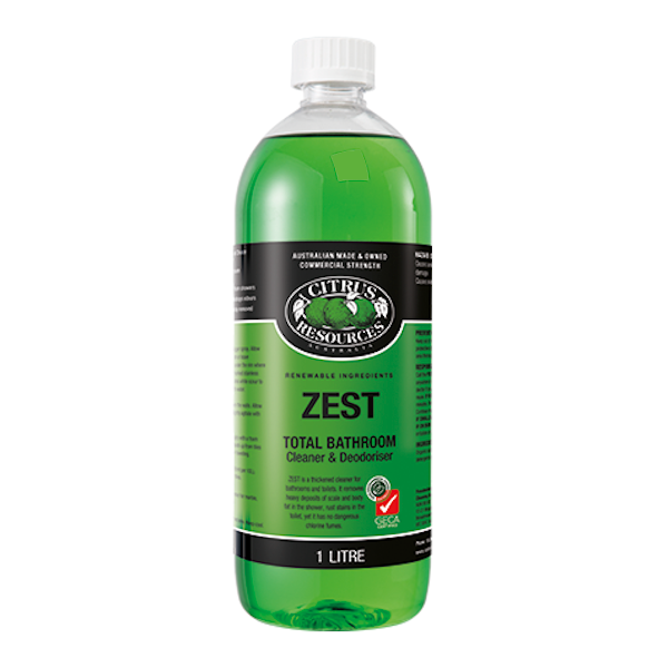 Citrus Resources Zest Concentrated Total Bathroom Cleaner & Deodorizer - Powerful Stain Remover for Tiles, Sinks & Showers | Fresh Lemon Scent for Sparkling Clean Bathrooms