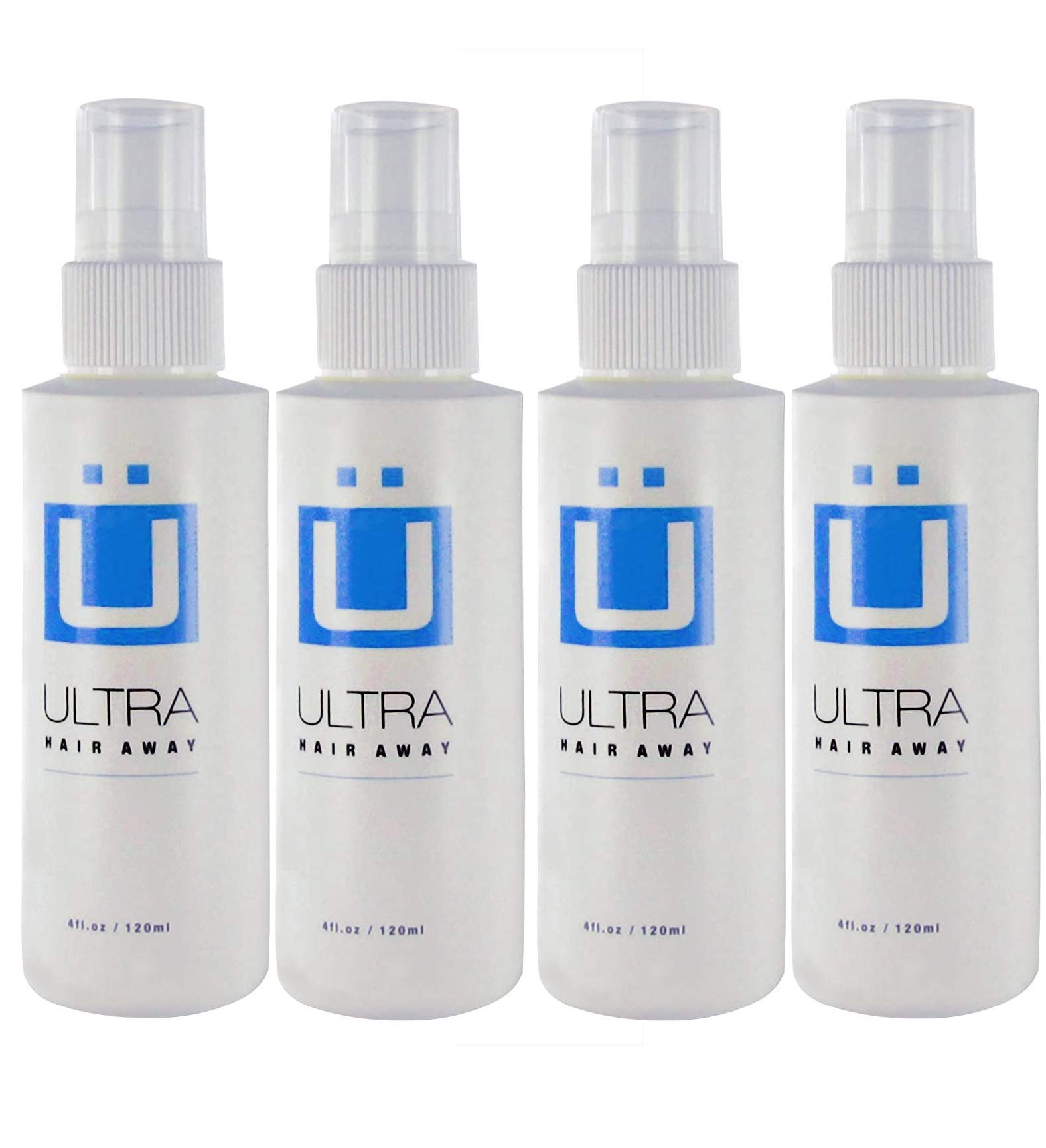 Ultra Hair Away Hair Inhibitor Spray 4oz (4 Pack) - Natural Hair Growth Inhibitor for Women & Men | Reduces Unwanted Facial & Body Hair | Perfect for Smooth Skin at Home or Salon Use
