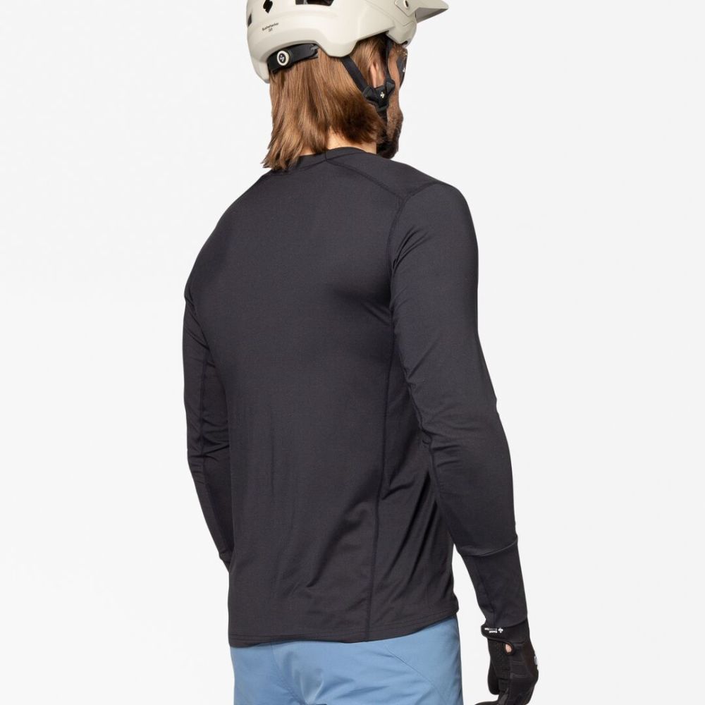 Hunter Men's MTB Long Sleeve Cycling Jersey - Black - Breathable & Moisture-Wicking for Mountain Biking & Outdoor Adventures