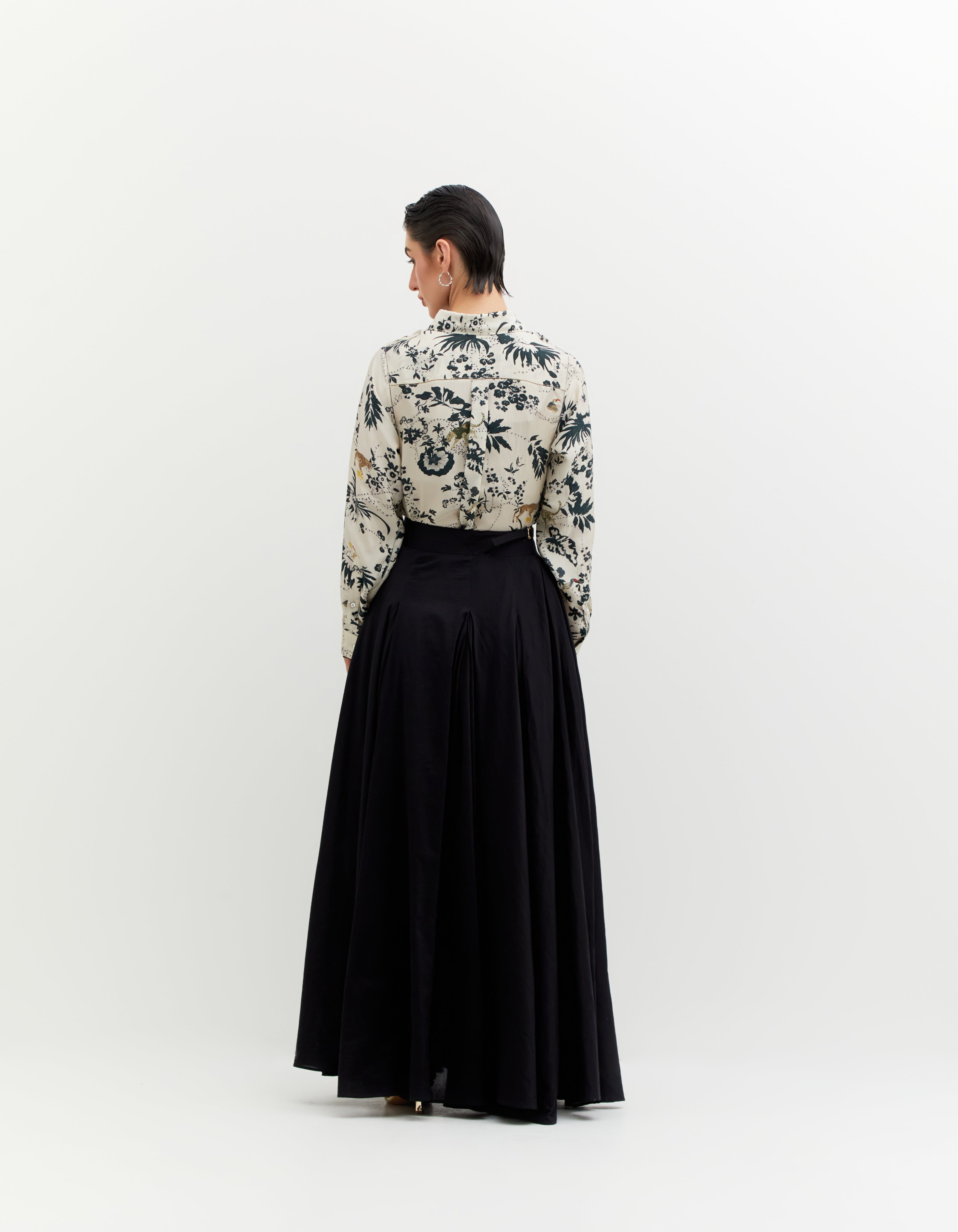 Sophia Skirt - Women's Cotton Silk Blend Black Midi Skirt for Casual Wear, Office & Date Night