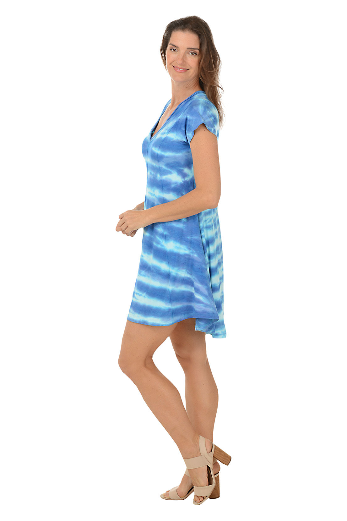 Indigo Zigzag Tie Dye Skater Dress for Women - Vintage Boho Flowy A-Line Mini Dress - Perfect for Music Festivals, Beach Vacations & Summer Parties