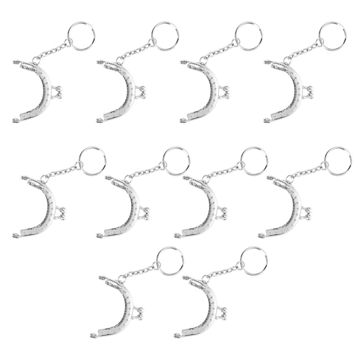 Healifty 10pcs Coin Purse Frame with Keychain Holder, Kiss Clasp Lock, DIY Sewing Clutch Frames for Wallet Making - Perfect for Handmade Coin Purses, Gift Bags & Craft Projects