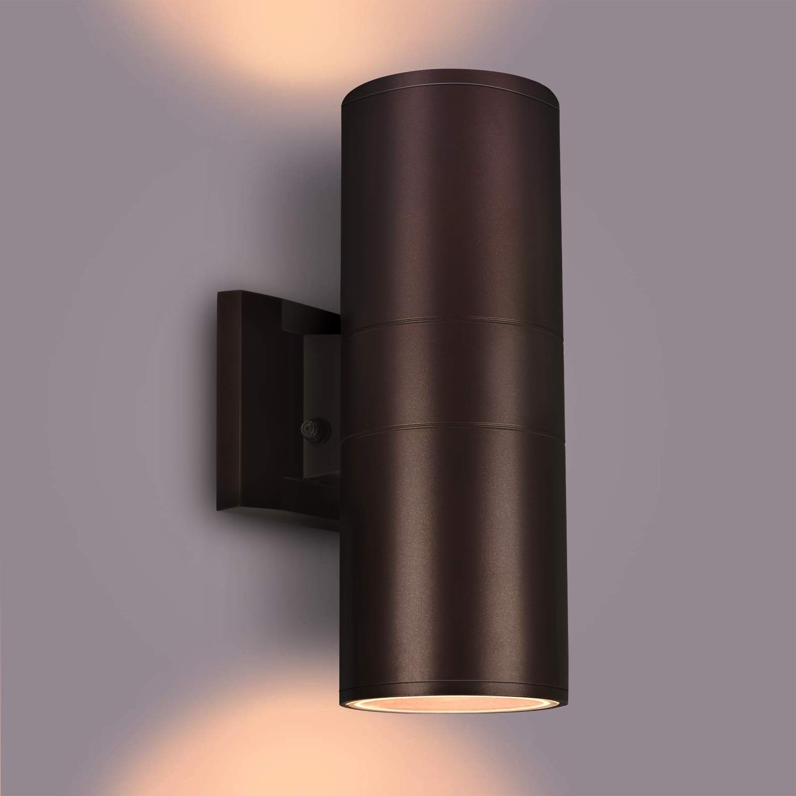 Outdoor Wall Lights Dusk to Dawn - Waterproof Exterior Lighting Fixtures with 2 LED Bulbs - Modern Up Down Wall Sconces for Porch, Backyard, Patio & Garden - Perfect for Home Security & Landscape Lighting