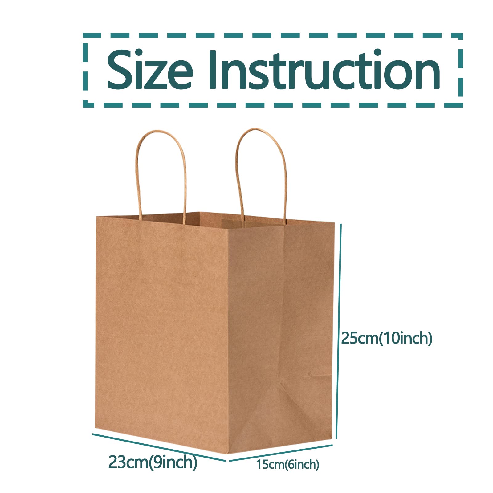 100 Pcs Kraft Paper Gift Bags with Handles - 8-9x6x10 Inch Bulk Gift Bags for Christmas, Baby Showers, Thanksgiving, Halloween, Easter, Mother's Day & Weddings - Perfect for Party Favors, Gift Wrapping & Special Occasions
