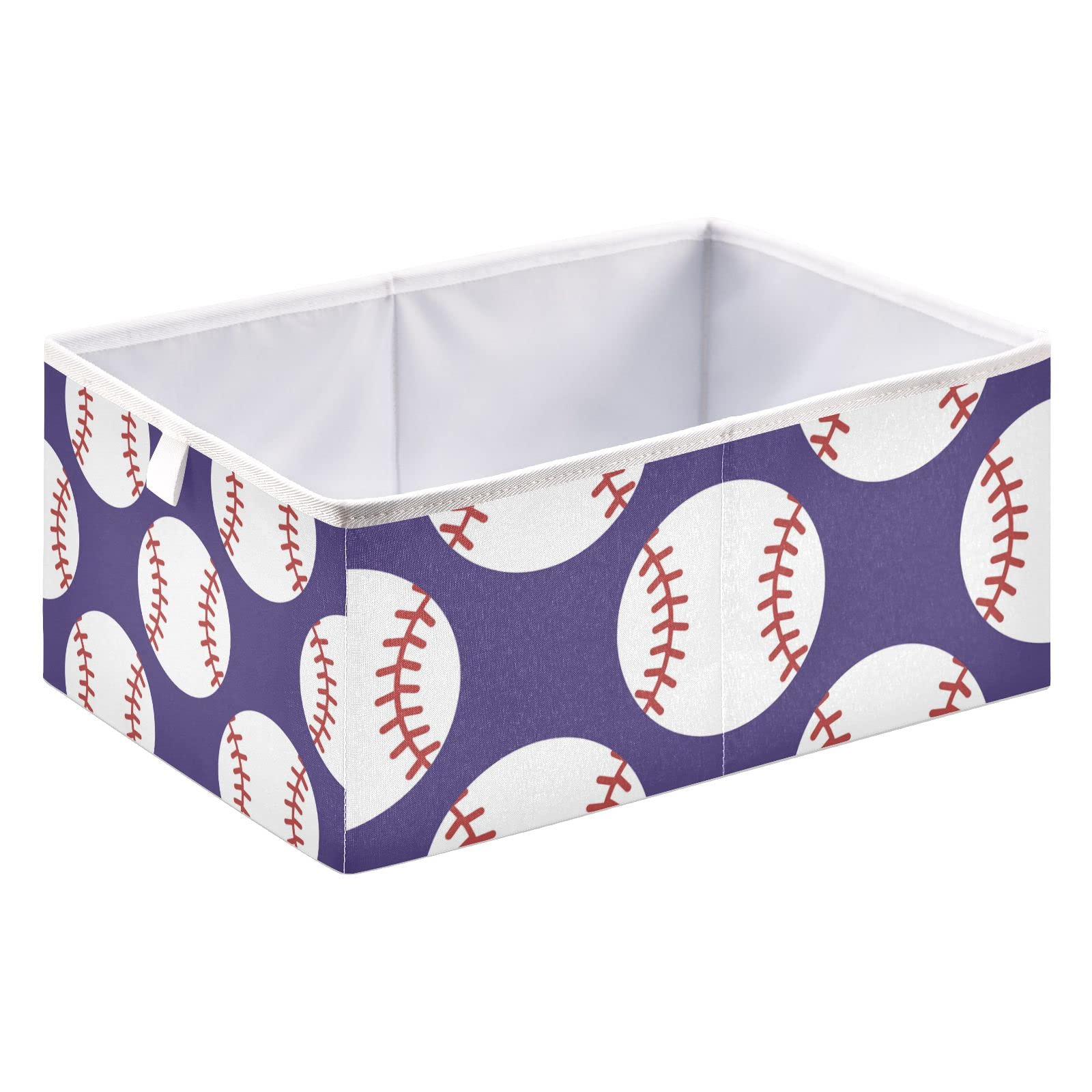 **Collapsible Rectangular Storage Basket - Seamless Baseball Design for Nursery, Towels & Organizing | Perfect for Living Room, Bedroom & Kids' Room Storage**