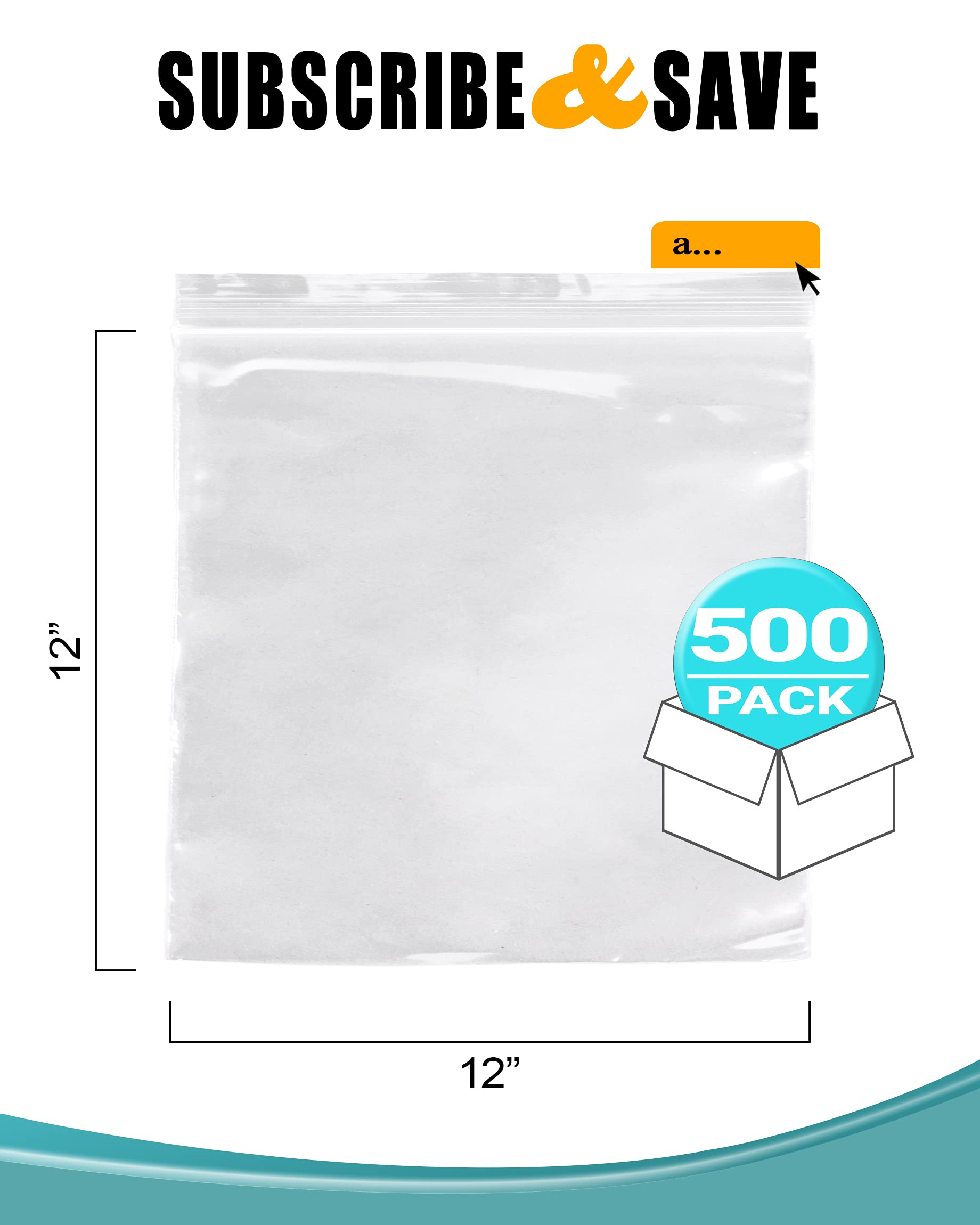 APQ 500 Pack 12x12 Heavy Duty Clear Zipper Bags - 6 Mil Thick Reusable Seal Top Polyethylene Storage Bags for Food, Industrial & Medical Use | Perfect for Organizing, Packing & Storing Crafts, Snacks & Supplies