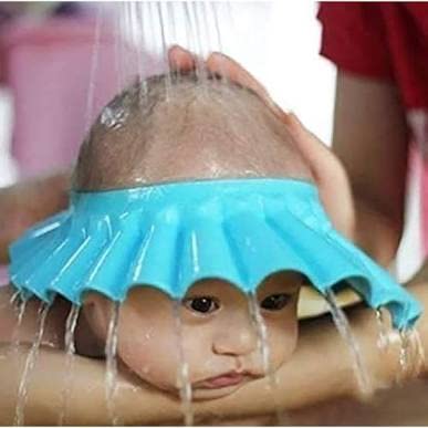 Adjustable Baby Shower Cap - Soft Safe Bathing Hat for Kids - Eye & Ear Protector - Leaves Design Shampoo Cap - 1pc (Color May Vary) - Perfect for Gentle Hair Washing & Bath Time Protection