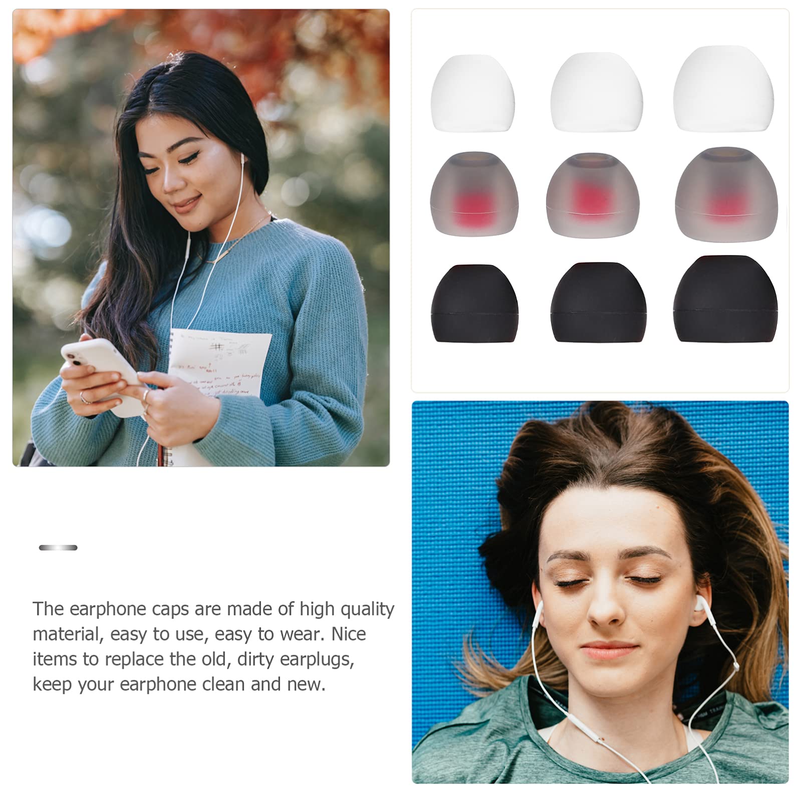 36pcs Silicone Ear Tips Replacement for Earbuds - Noise Isolating Soft Comfortable Earbud Covers - Compatible with Most Headphones (Perfect for Workout, Commuting & Travel)