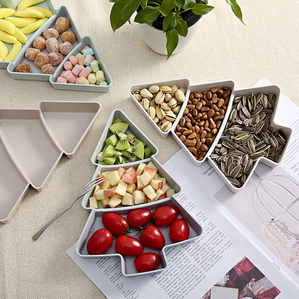 JYKFJ Creative Christmas Tree Shaped Serving Tray - Candy, Snacks, Nuts, Seeds & Dry Fruits Plastic Plate Bowl - Gray Kitchen Supplies for Holiday Parties, Breakfast & Home Decor