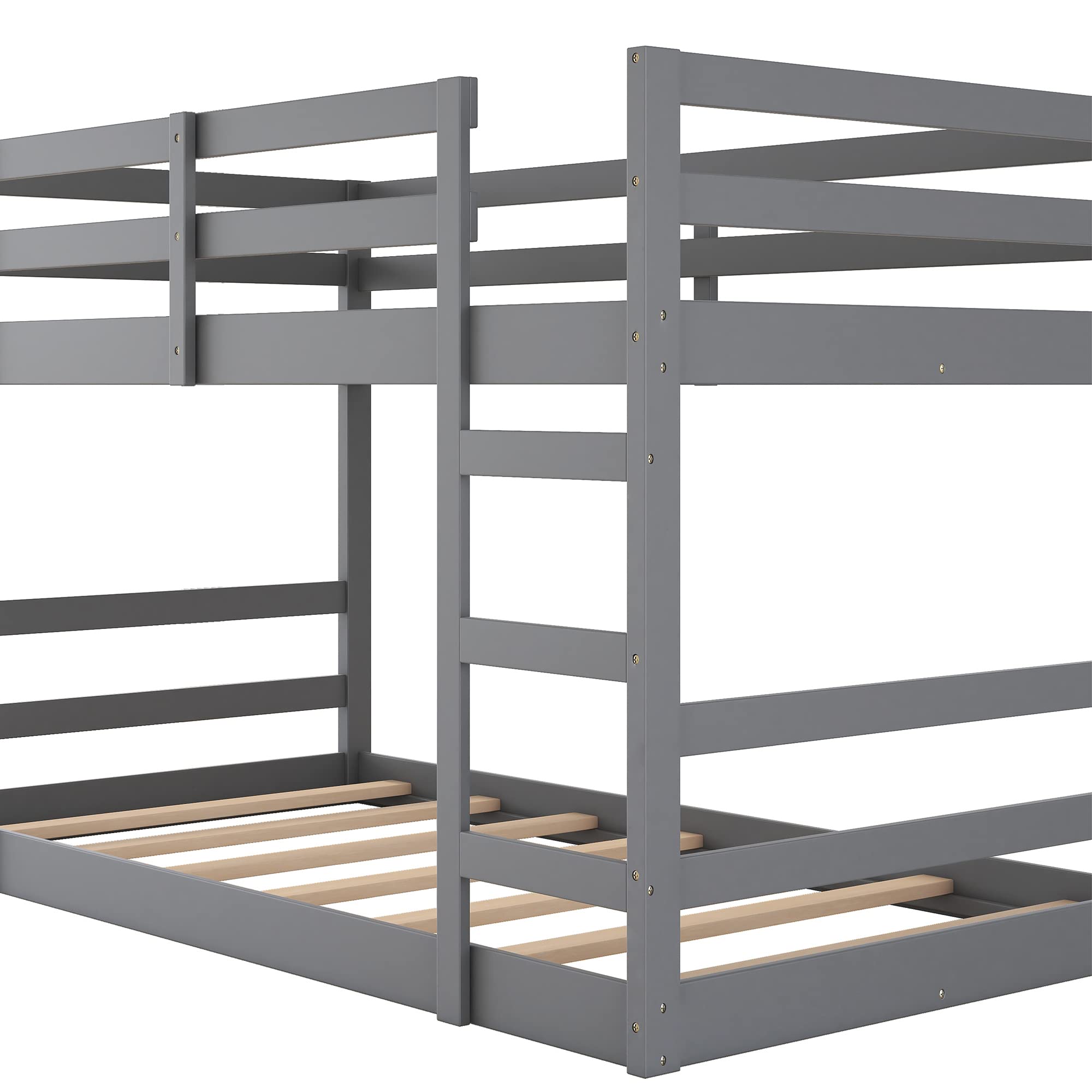 Kids Bunk Bed Frame with Stairs & Guardrails - Twin Over Twin Space-Saving Bed for Boys & Girls, Perfect for Small Bedrooms