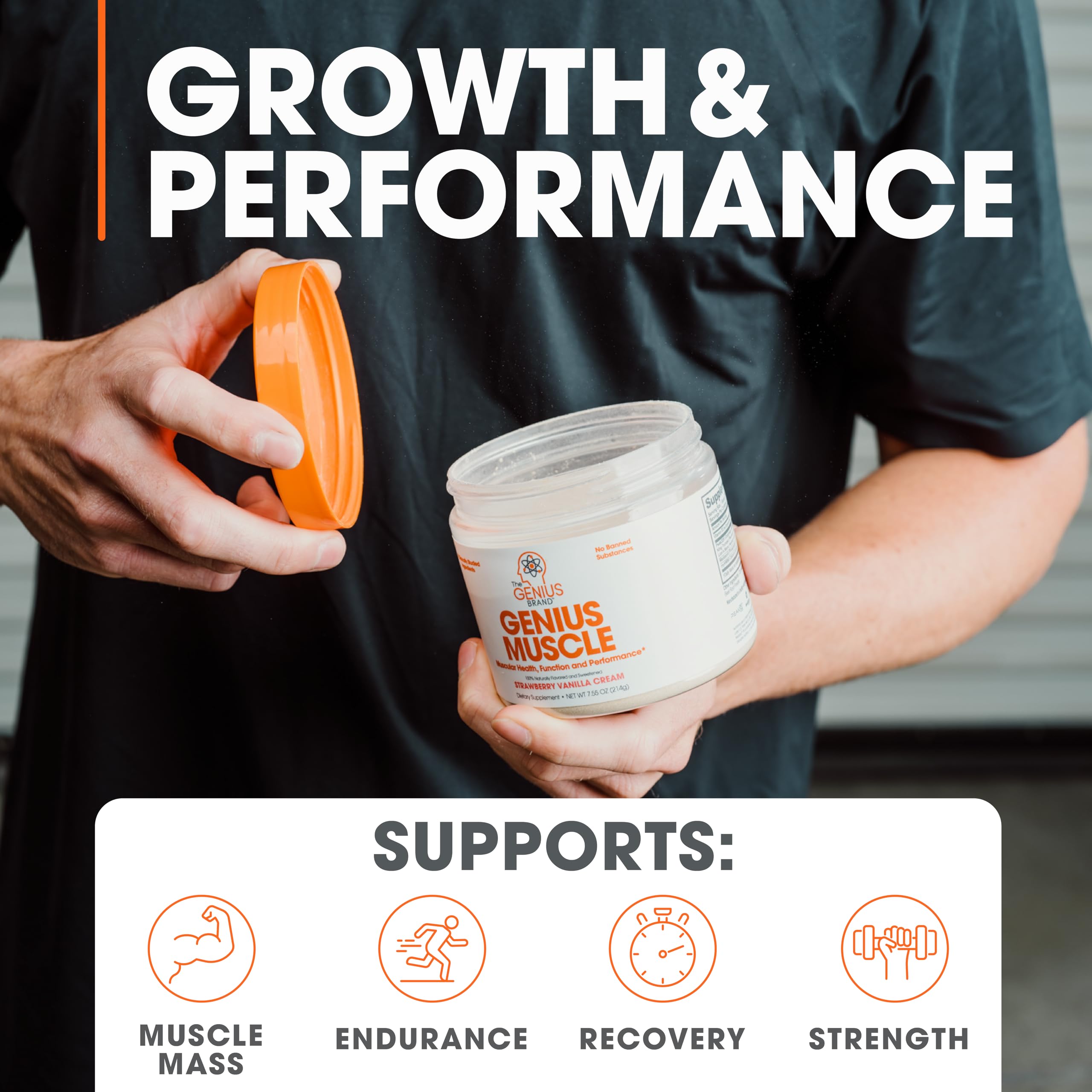 Genius Muscle Builder & Mass Gainer Supplement - 100% Natural Anabolic Activator for Men & Women - Strawberry Vanilla Flavor - Weight Gainer for Lean Muscle Growth & Bodybuilding - Perfect for Post-Workout Recovery & Fitness Goals