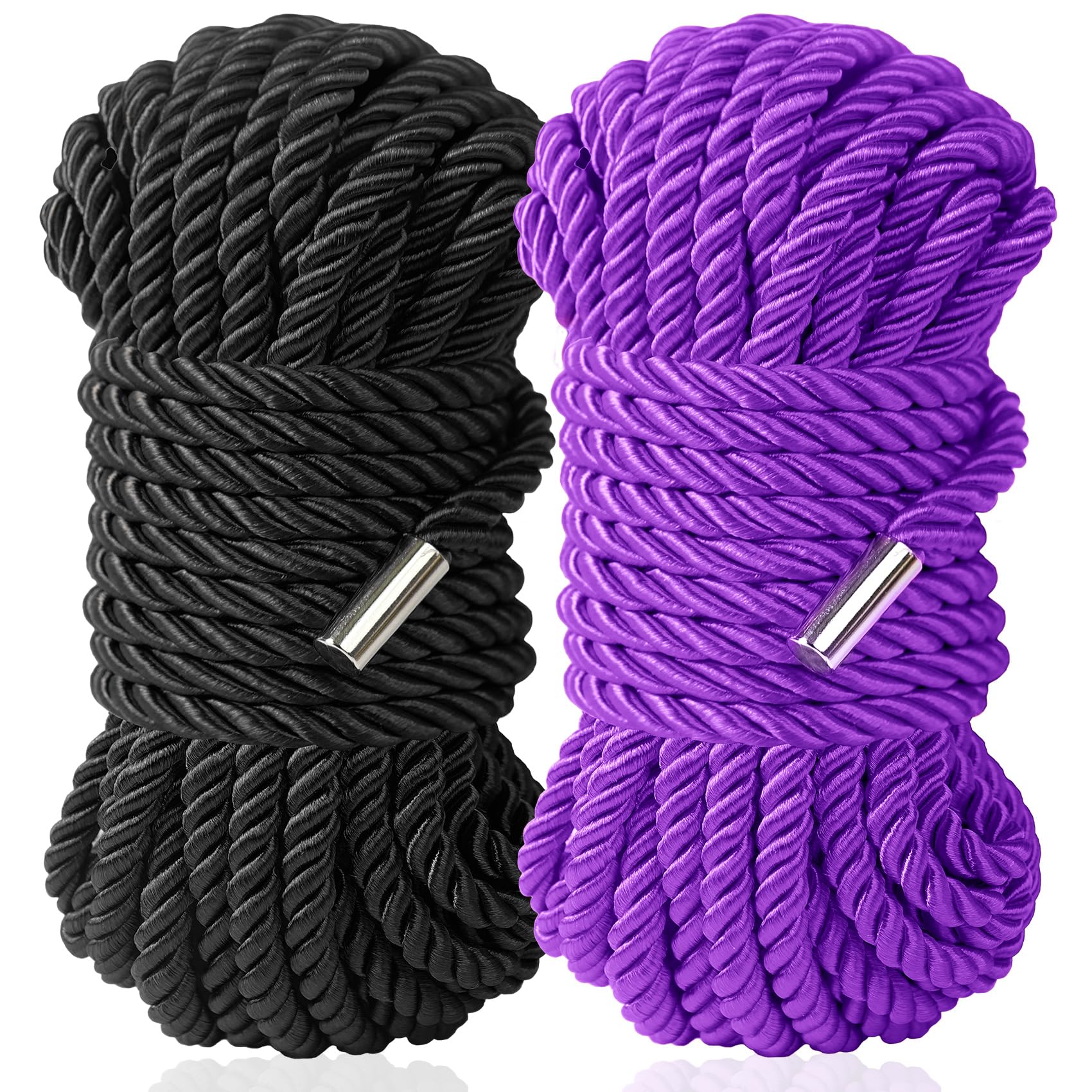 Premium BDSM Bondage Shibari Rope Kit - 32ft 8MM Soft Cotton Restraint Set for Beginners (Black/Purple) | Adult Fetish Toys for Couples, Women & Men | Perfect for Bedroom Play, Sensual Exploration & Kink Scenes