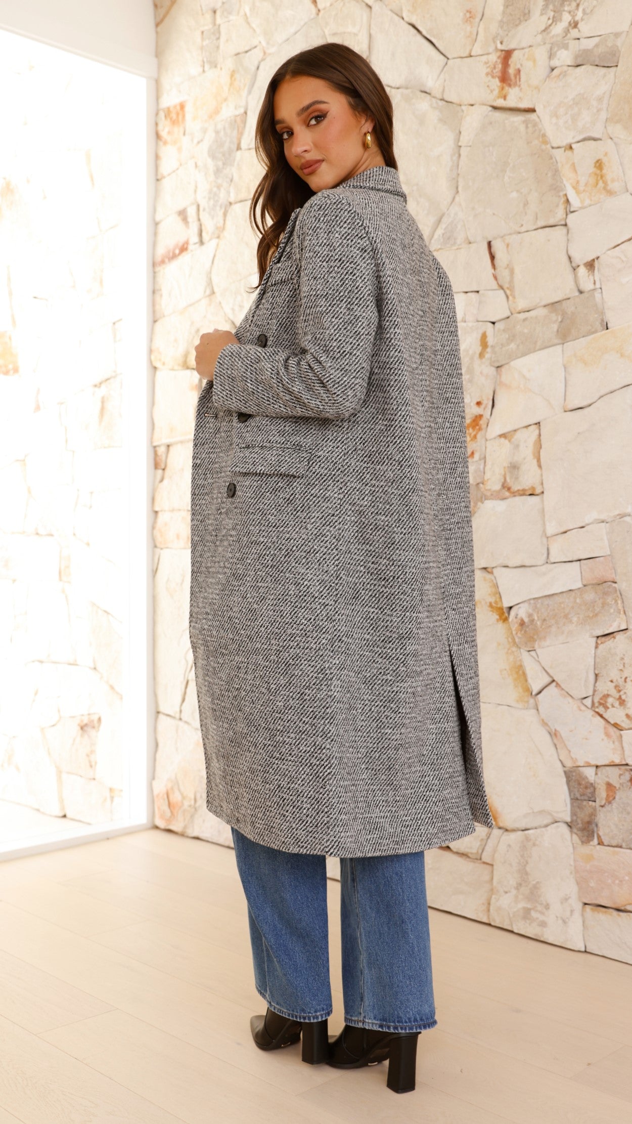 Jayla Longline Coat for Women - Grey Trench Coat with Belt, Water-Resistant Outerwear for Fall & Winter | Perfect for Office, Travel & Casual Wear