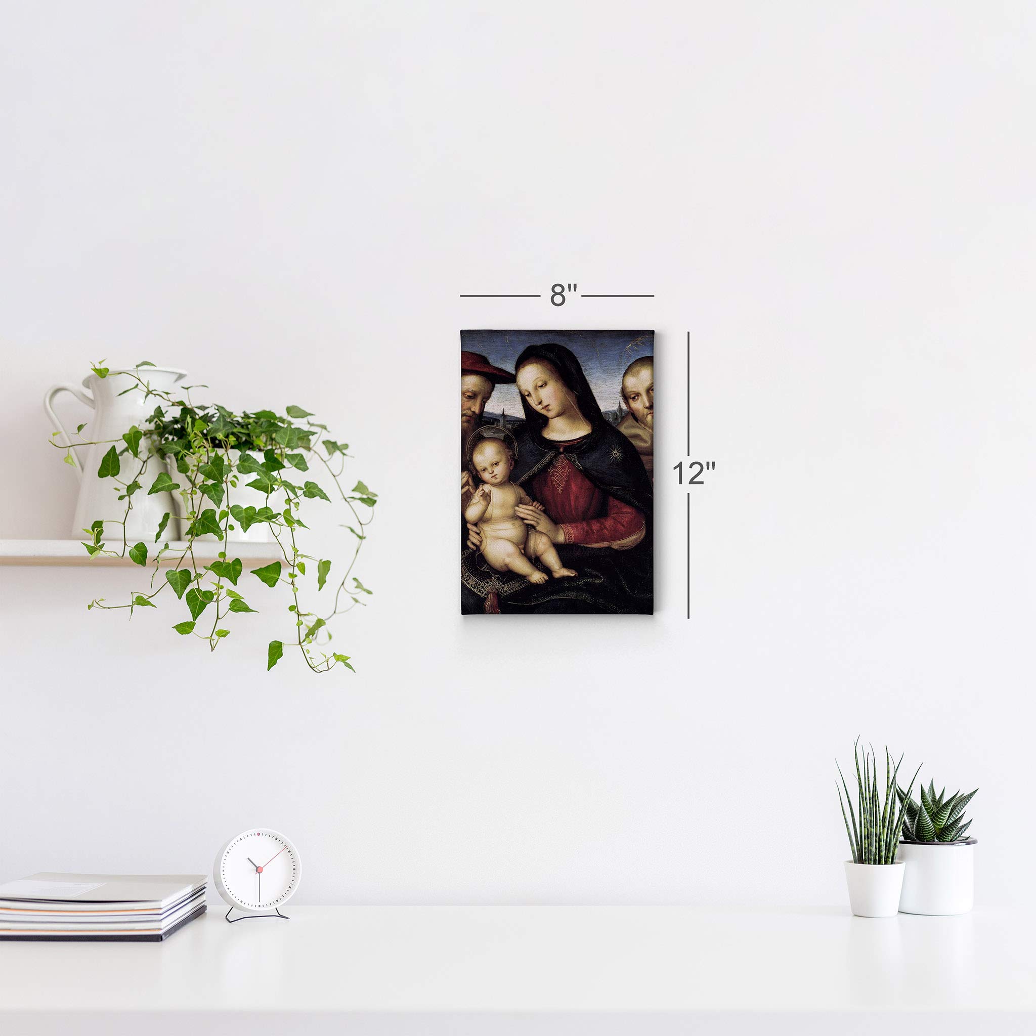 Raphael Madonna with Child and Saints Canvas Print - Famous Renaissance Oil Painting Reproduction, 36x24 Inch Wall Art Decor - Ready to Hang, Made in USA - Perfect for Living Room, Bedroom & Office Decor