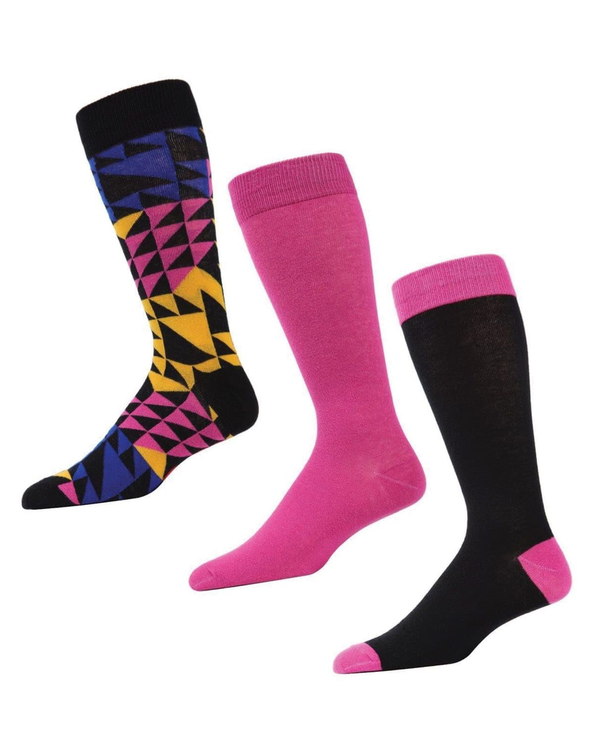 MeMoi Men's 3-Pack Asymmetrical Cotton Blend Crew Socks - Comfortable Casual & Athletic Socks for Everyday Wear, Gym, Work & Outdoor Activities