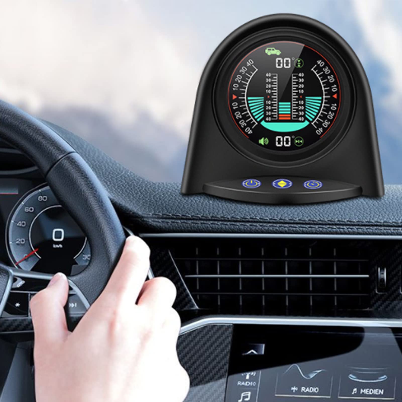 Digital Car Inclinometer - Vehicle Tilt Gauge with HUD Display for Off-Road & 4x4 Trucks | Accurate Slope & Angle Measurement for Adventure, Camping & Off-Roading