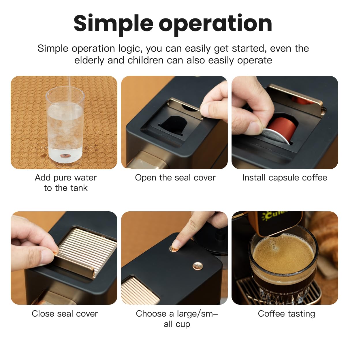 Mini Espresso Coffee Machine for Capsules - Compatible with Nespresso Original, Single Serve Espresso Maker for Bestpresso & Peet's Coffee Pods (Black) - Perfect for Home, Office & Small Spaces