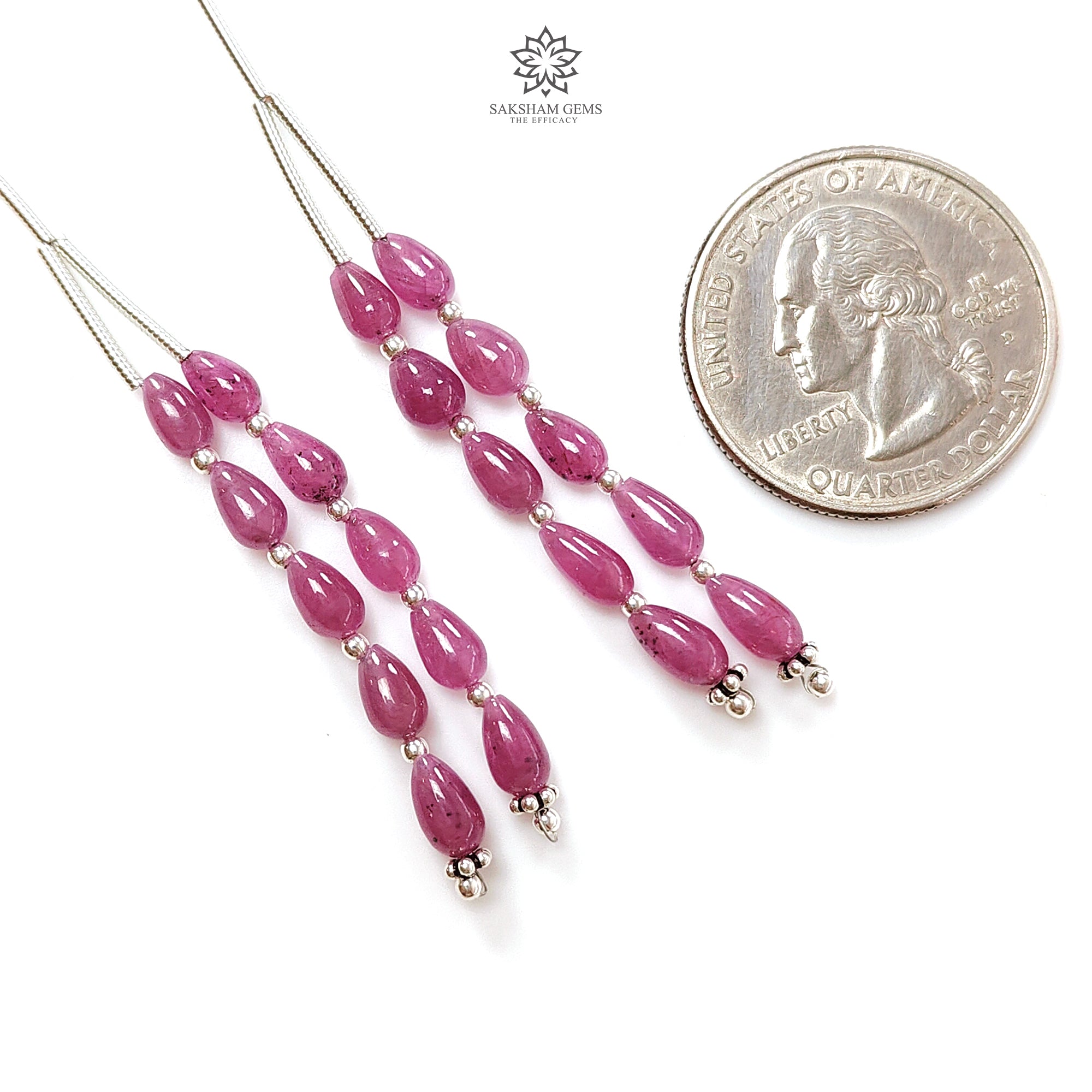 Natural Untreated Ruby Cabochon Teardrop Beads - 6mm 25.40cts Purple Ruby Loose Beads for Jewelry Making (1 Strand) - Perfect for Necklaces, Bracelets & DIY Craft Projects