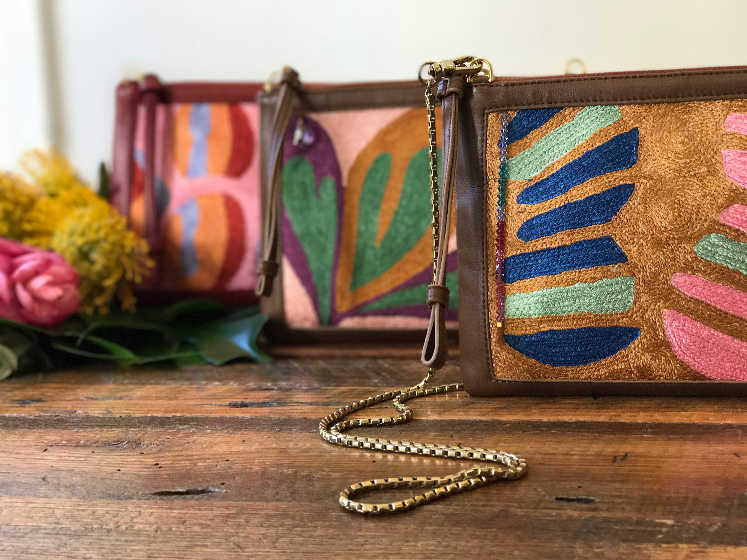 Handmade Leather Crossbody Bag for Women - Elegant Hand-Embroidered Clutch Purse with Wallet | Fashionable Shoulder Bag for Daily Use, Date Night & Special Occasions