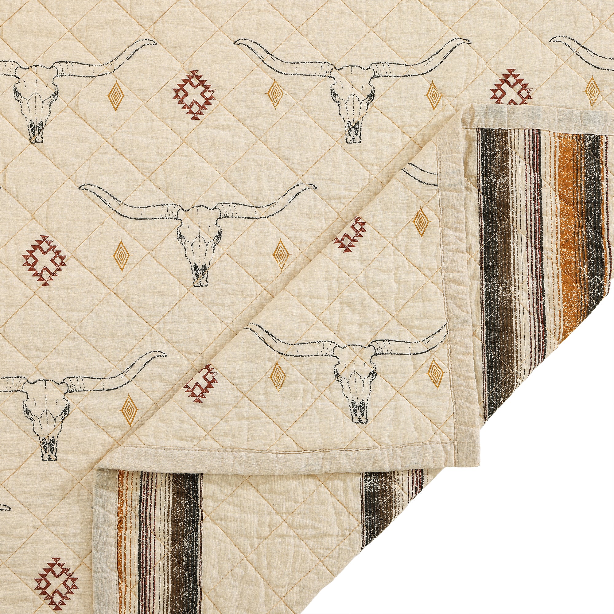 Maverick Longhorns Reversible Quilt Set - Twin/Queen/King Size, Soft & Durable Bedding - Perfect for Western Themed Bedrooms, Dorm Rooms, and Cozy Home Decor