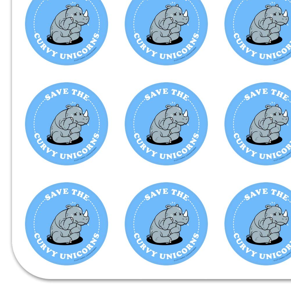 Save The Curvy Unicorns Rhino - Funny Humor Planner Stickers for Calendar, Scrapbooking & Crafting - Perfect for Bullet Journals, DIY Projects & Gift Wrapping