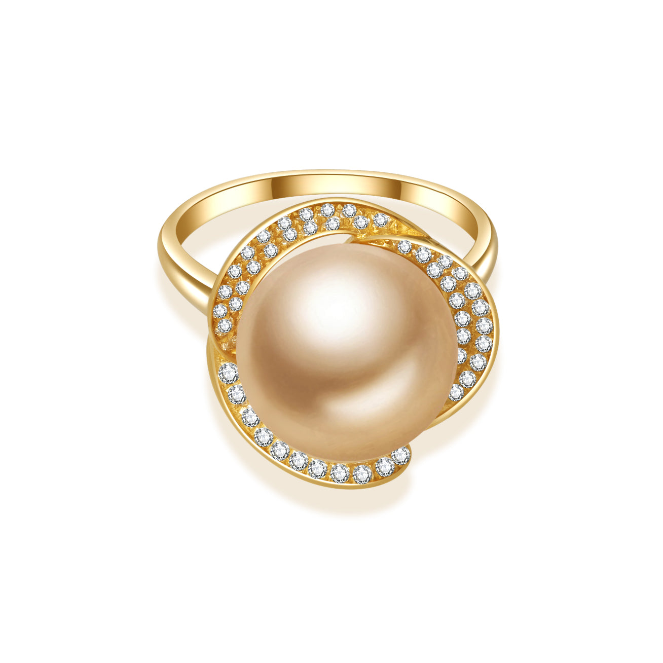 18K Solid Gold South Sea Golden Pearl Ring KR00091 - Elegant Jewelry for Women, Luxury Gift for Wedding, Anniversary & Special Occasions