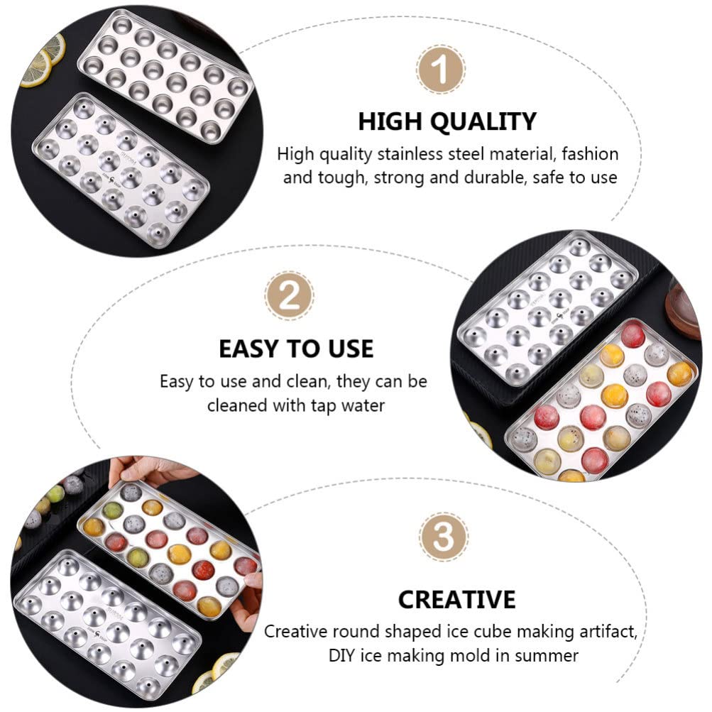 Premium Stainless Steel Ice Ball Mold - Reusable Ice Cube Tray for Whiskey, Cocktails & Beverages | Durable Freezer Trays for Perfect Spheres | Ideal for Home Bars, Parties & Chilling Drinks
