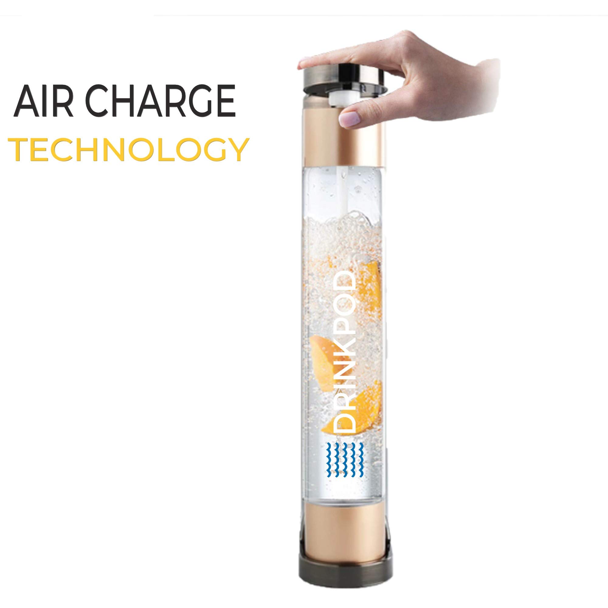 Fizzpod Sparkling Water Maker Machine - Soda Maker with 1L Carbonating Bottle & 3 Extra Bottles, Infused Fruit Flavors, Compatible with 60L CO2 Carbonator - Perfect for Home, Office, Parties & Healthy Hydration