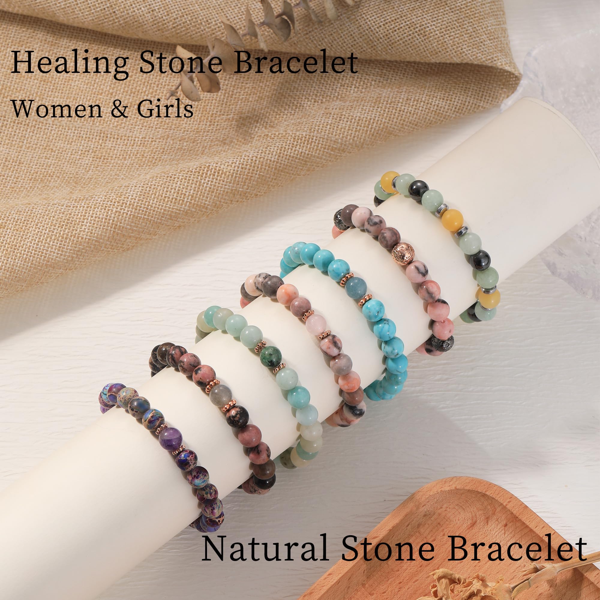 Healing Rhodonite Crystal & Moonstone Bead Bracelet for Women - Spiritual Jewelry Gift for Mom, Grandma, Aunt, Mother-in-Law - Birthday, Anniversary, Friendship Present - Perfect for Meditation, Yoga & Positive Energy