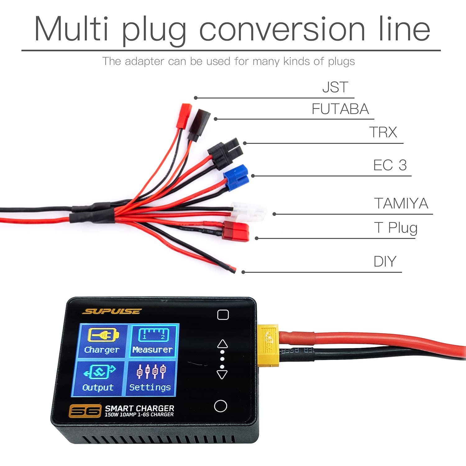 Lipo Battery Balance Charger S6 with ADP200 Charger Power Adapter - Fast Charging for RC Drones, Airplanes & Hobby Vehicles - Perfect for Home, Field & Professional Use