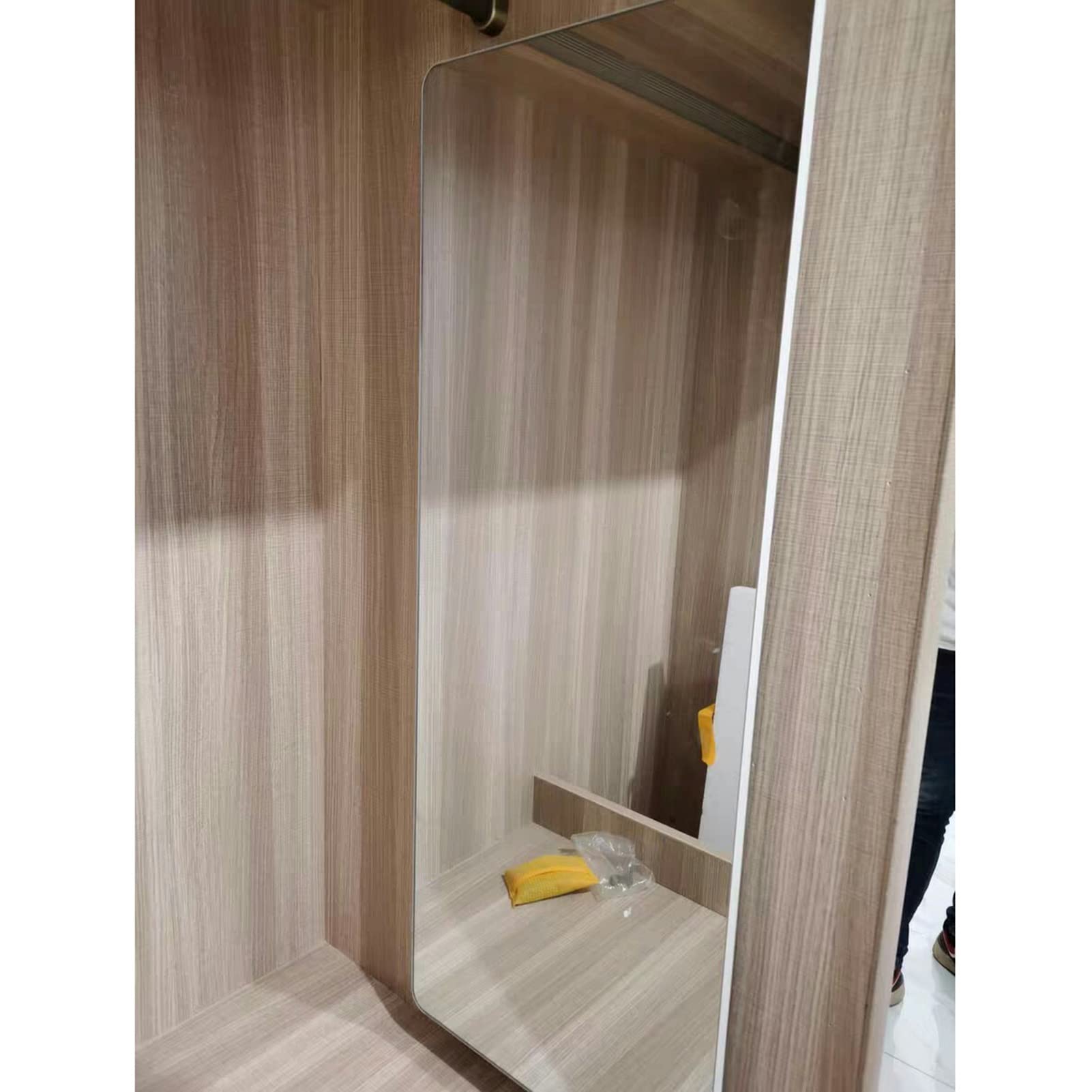 Full-Length Sliding Wardrobe Mirror with Built-in Rail - Telescopic, Rotating, Folding & Invisible Fitting for Bedroom, Closet or Dressing Room - Perfect for Outfit Checks & Space Saving