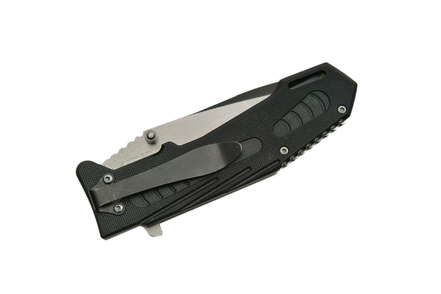 SZCO Supplies G-10 Assisted Opening Folding Knife - Black Tactical Pocket Knife for Outdoor Camping, Hiking & EDC (Everyday Carry)