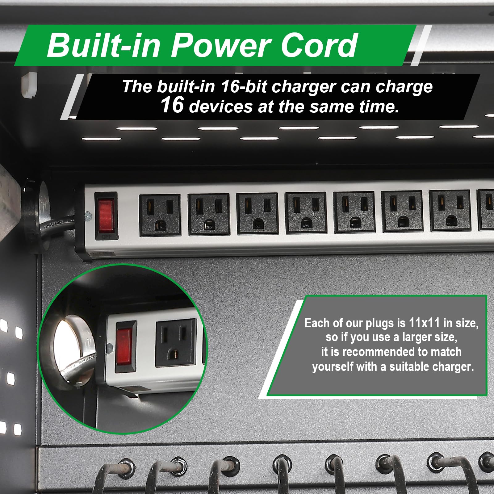 16-Device Wall-Mount Charging Station for Laptops & Tablets - Secure Storage Cabinet for Chromebooks, Laptops & Tablets - Ideal for Classrooms, Libraries, Offices & Conference Rooms - Lockable Black Charging Cart with Multi-Device Organization