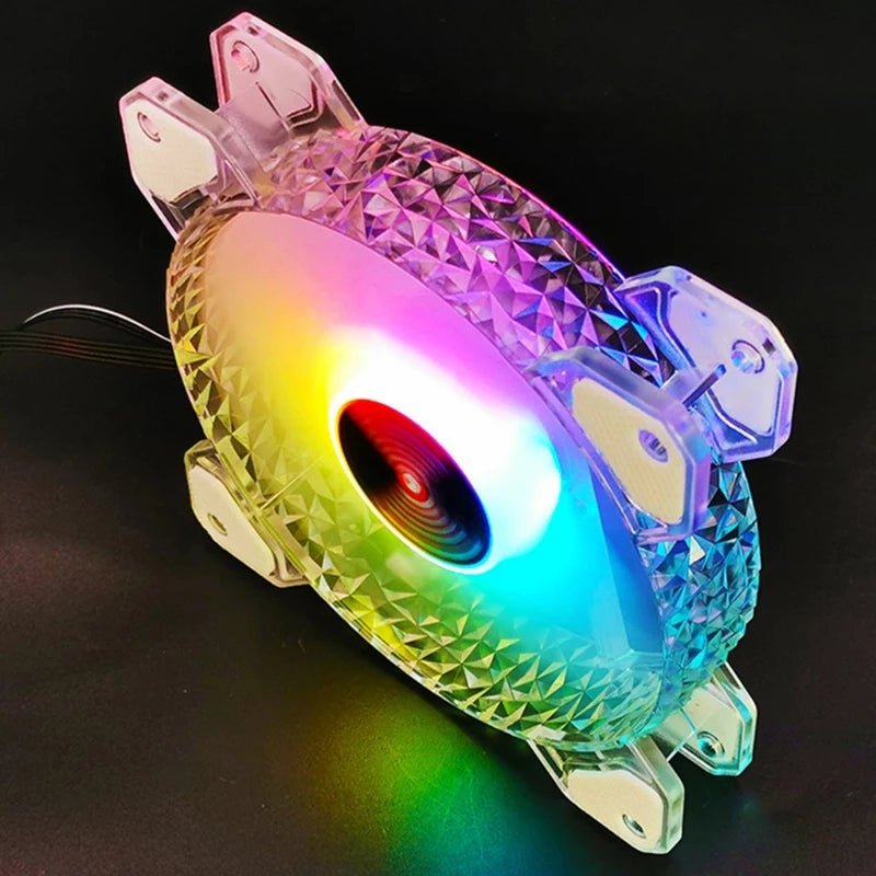 COOLMOON ARGB Crystal 120mm PWM PC Cooling Fan - High Performance RGB LED Case Fan for Gaming PC, Desktop Computer, and Liquid Cooling Systems - Perfect for PC Builds, Case Mods, and Enhanced Airflow