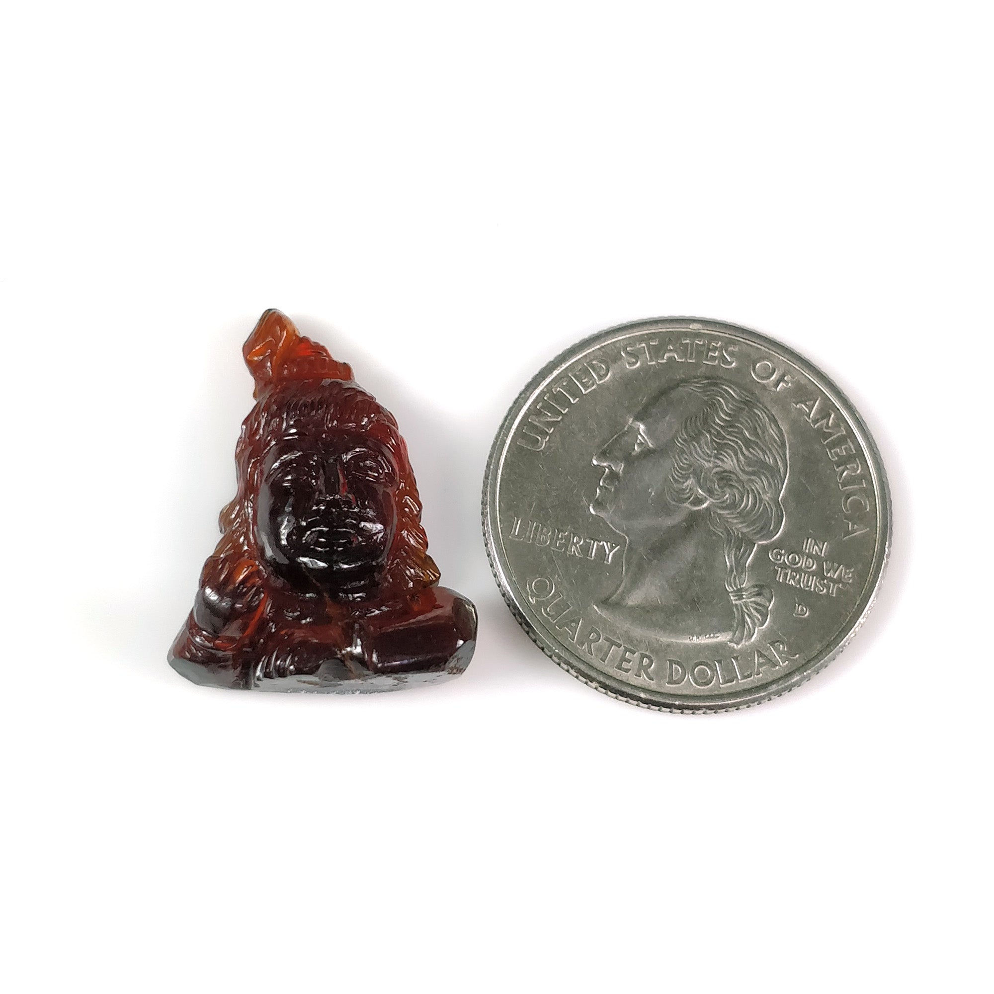 Natural Hessonite Garnet Gemstone Carving - 20.50ct Untreated Hand-Carved Lord Krishna Statue (25x18mm) | Spiritual Decor, Meditation Altar, Yoga Room, Hindu Puja Gift