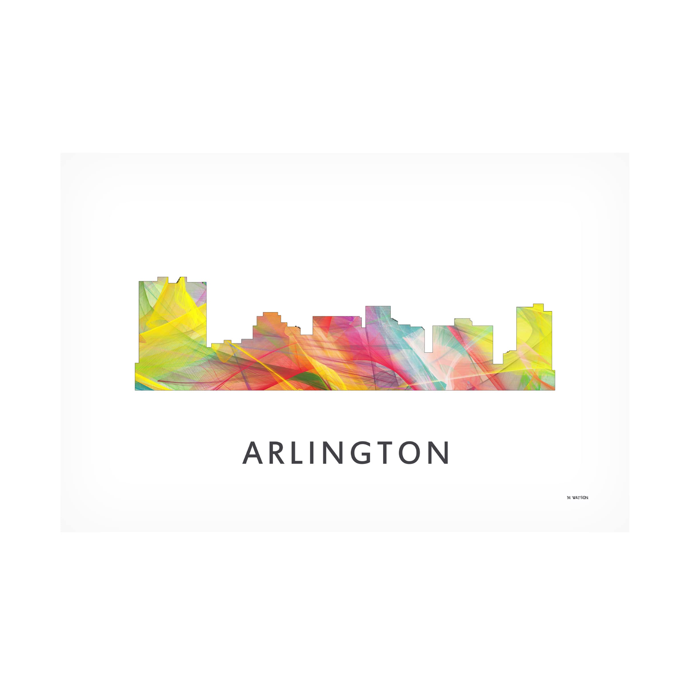 Trademark Fine Art 'Arlington Texas Skyline' Canvas Wall Art by Marlene Watson - 16x24 Inches - Modern Home & Office Decor for Living Room, Bedroom, or Office