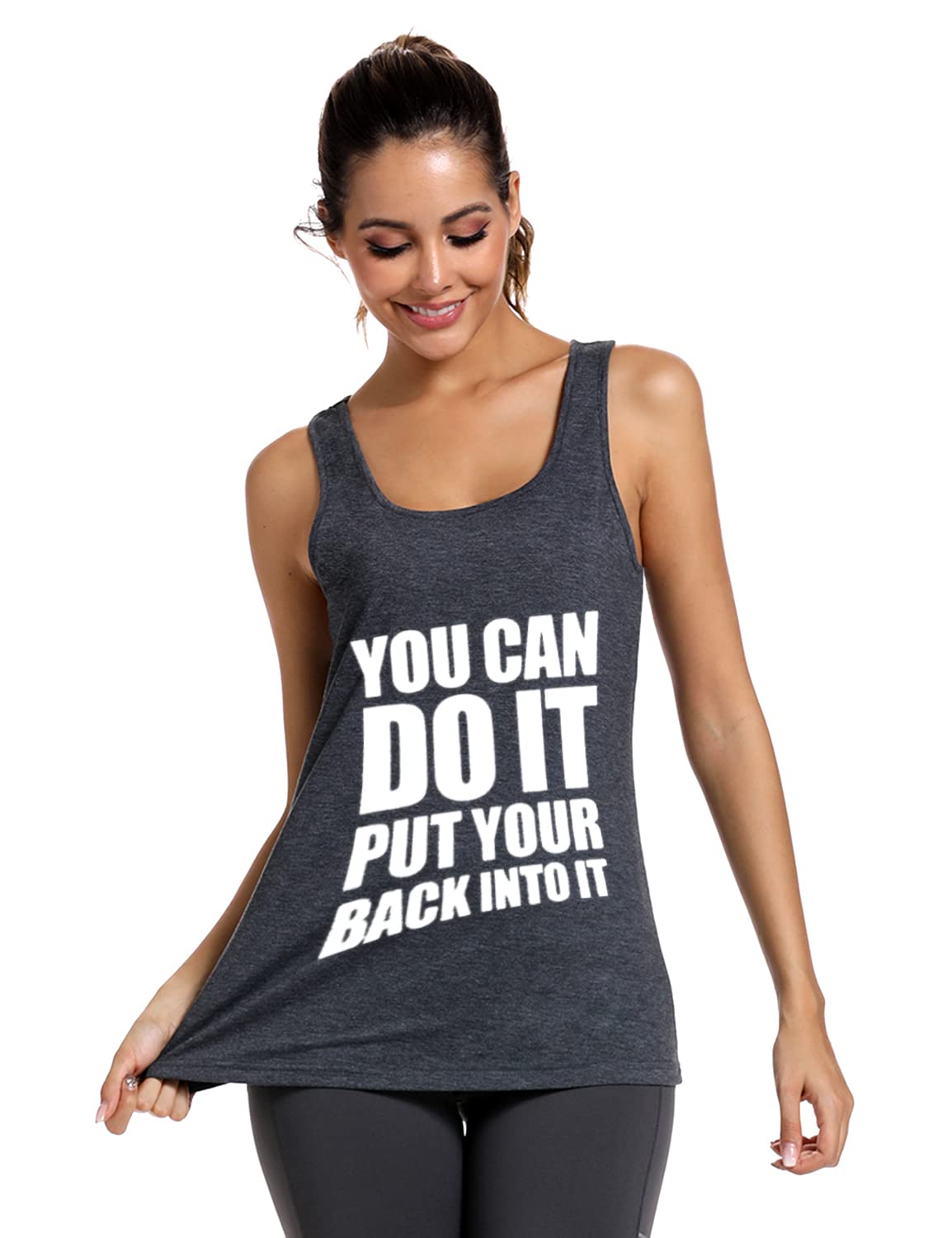 Funny 'You Can Do It' Workout Tank Tops for Women - Racerback Sleeveless Gym Shirts | Perfect for Fitness, Yoga & Running