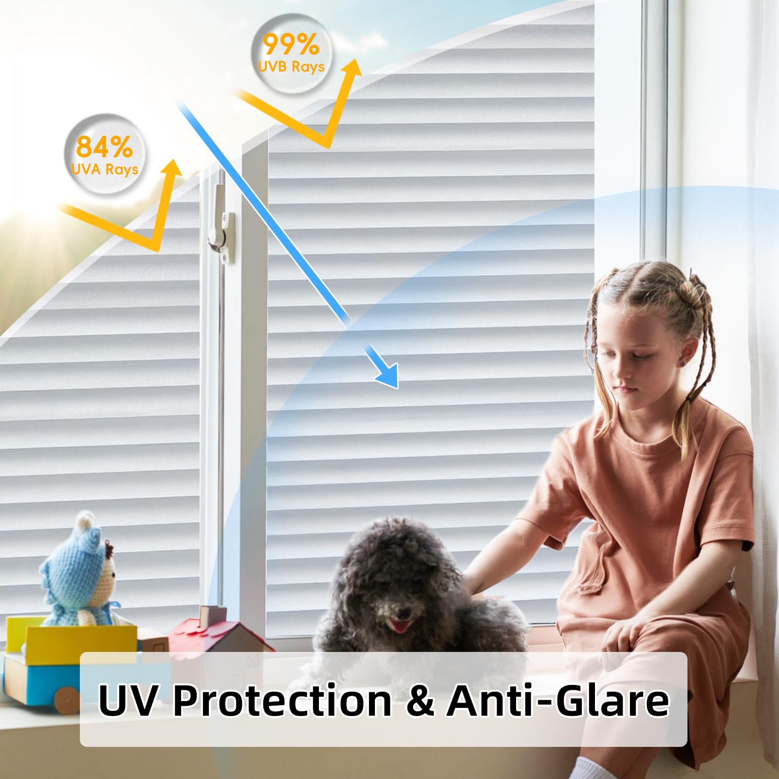DUOFIRE Static Cling Window Film - No Glue Privacy Blinds Pattern, Anti-UV Glass Film for Bathroom, Bedroom & Living Room (11.8 x 47 Inch) | Perfect for Home Office, Nursery & Rental Apartments