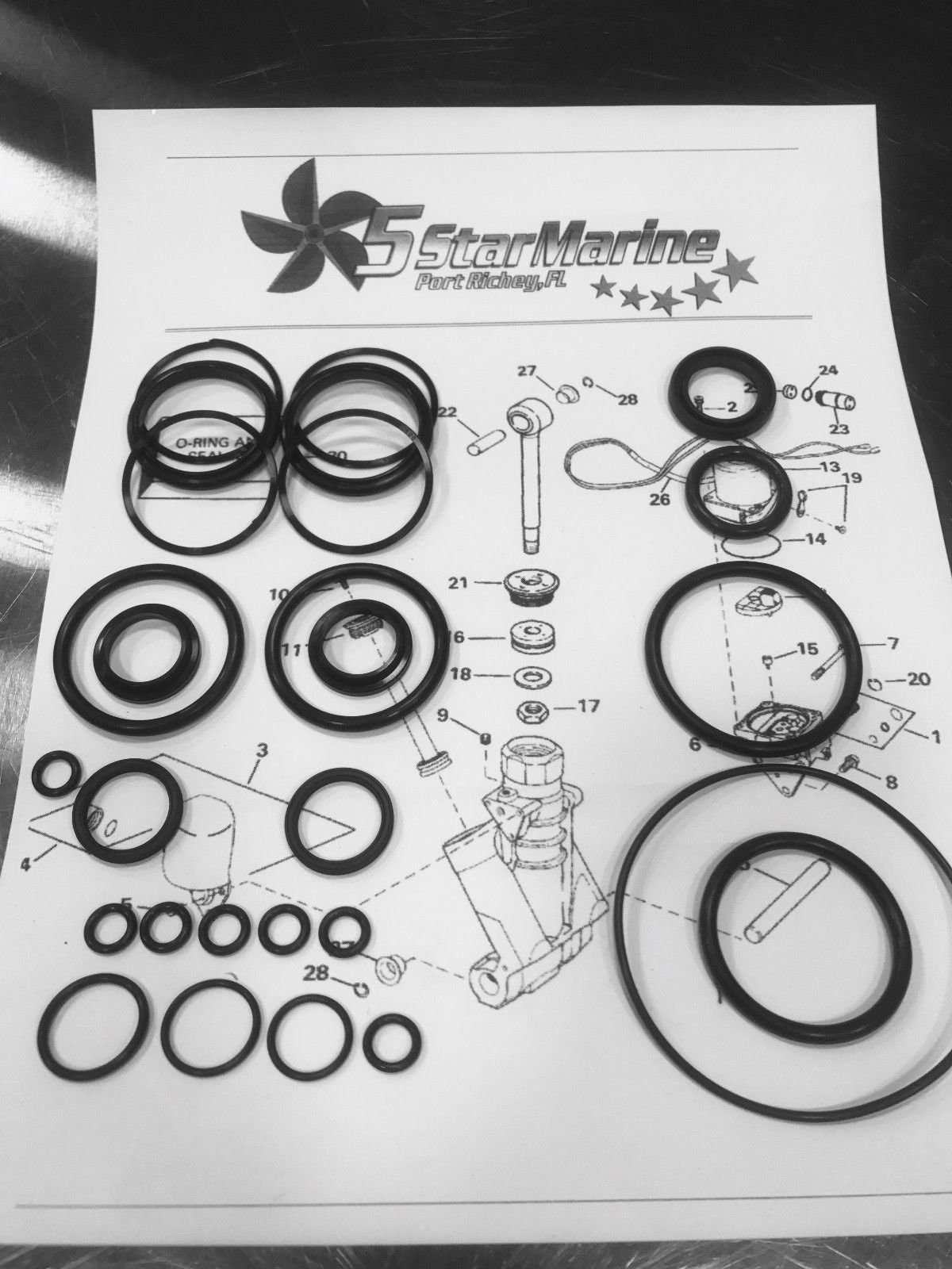 Johnson Evinrude OMC Trim & Tilt Rebuild Kit - Complete O-Ring & Seal Repair Kit (434519, 0434519, FSM011) for Outboard Motor Maintenance - Perfect for Marine Engine Repair & Boat Tune-Ups