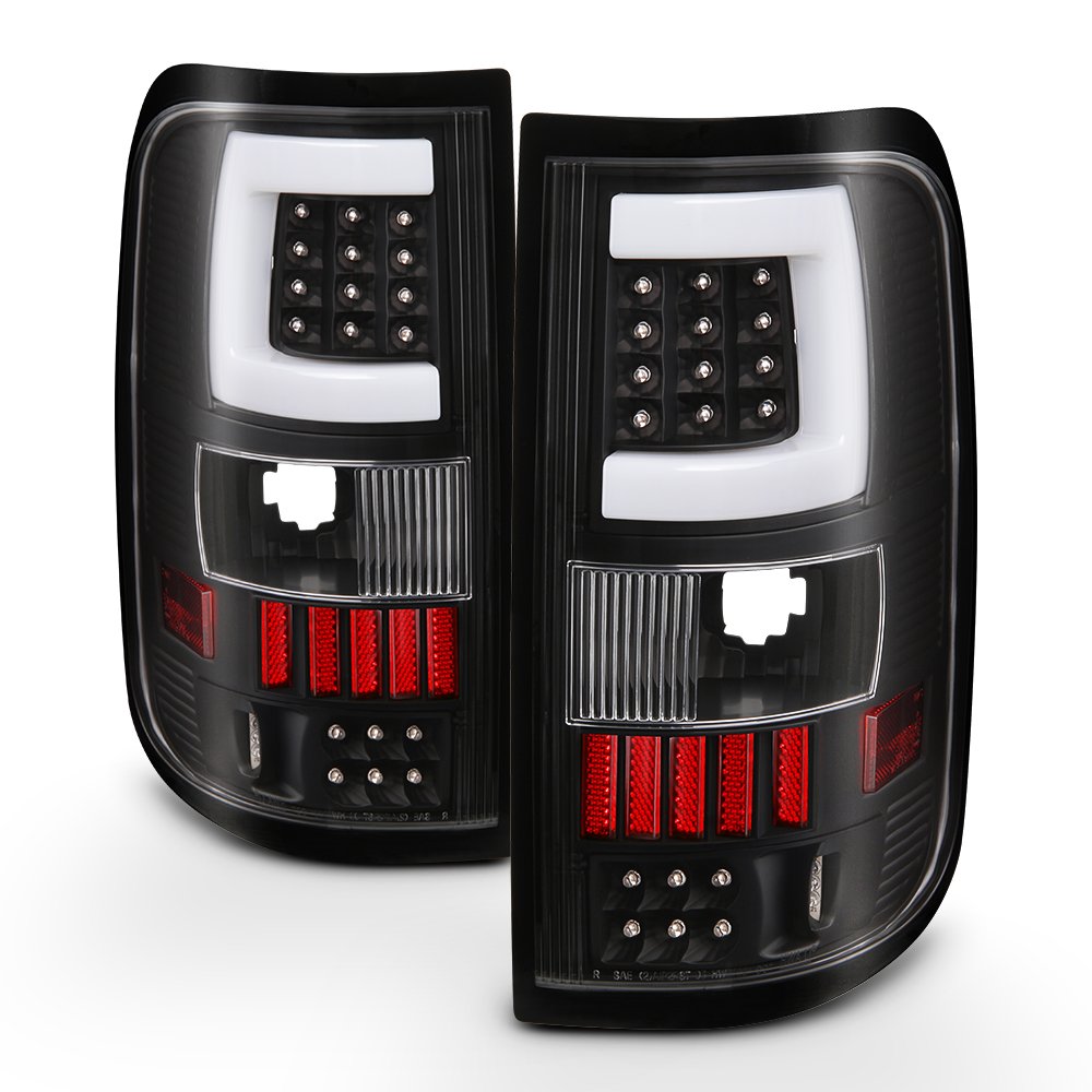 AKKON Black LED Tail Lights Replacement for 2004-2008 Ford F150 - High Visibility Brake Lamps, Durable Tube Design (Perfect for Night Driving & Off-Road Adventures)