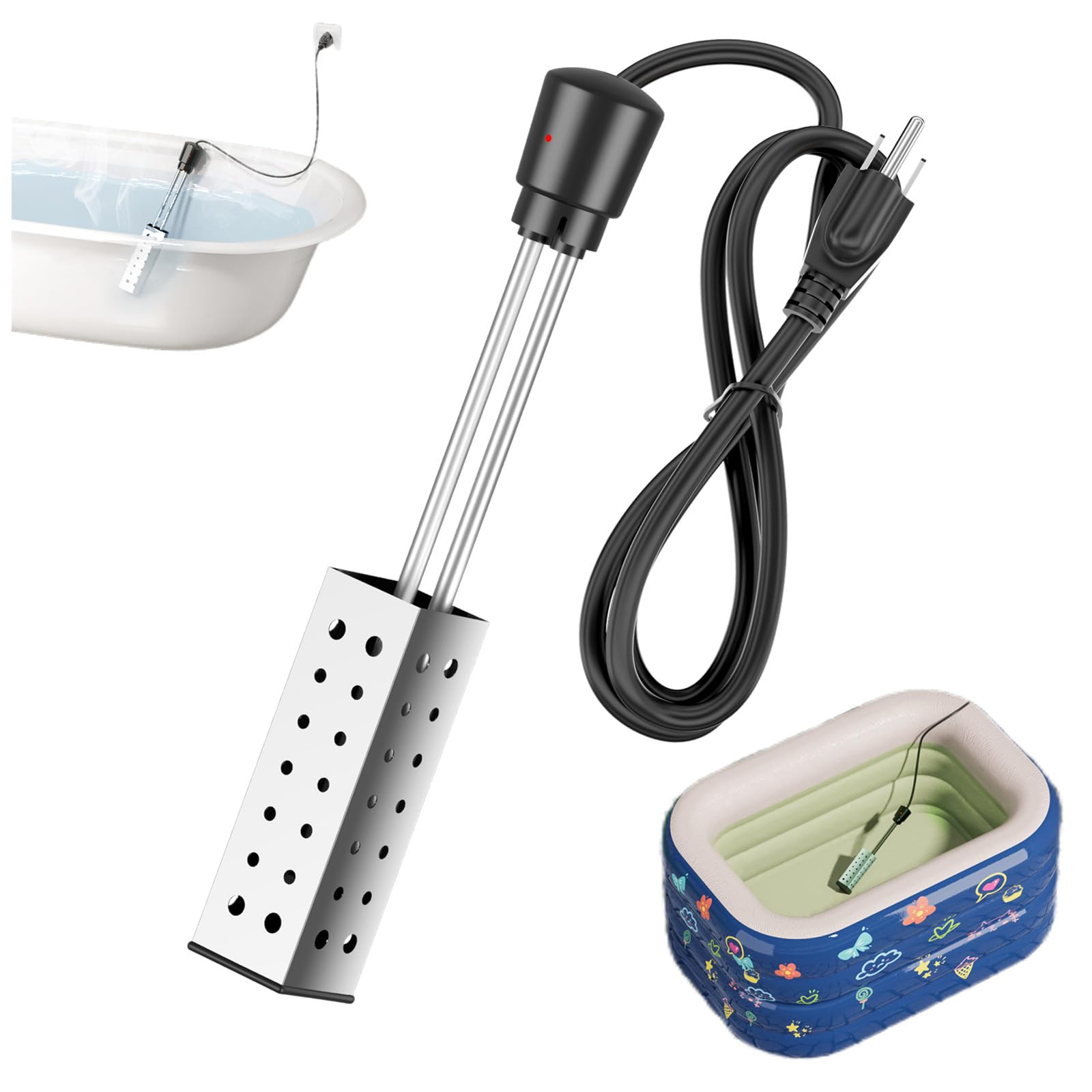 Portable Bucket Heater - Submersible Water Heater for Pools, Bathtubs & Hot Tubs | Fast Heating 5 Gallons to 104°F in 10 Minutes | Perfect for Camping, RV Trips & Outdoor Bathing