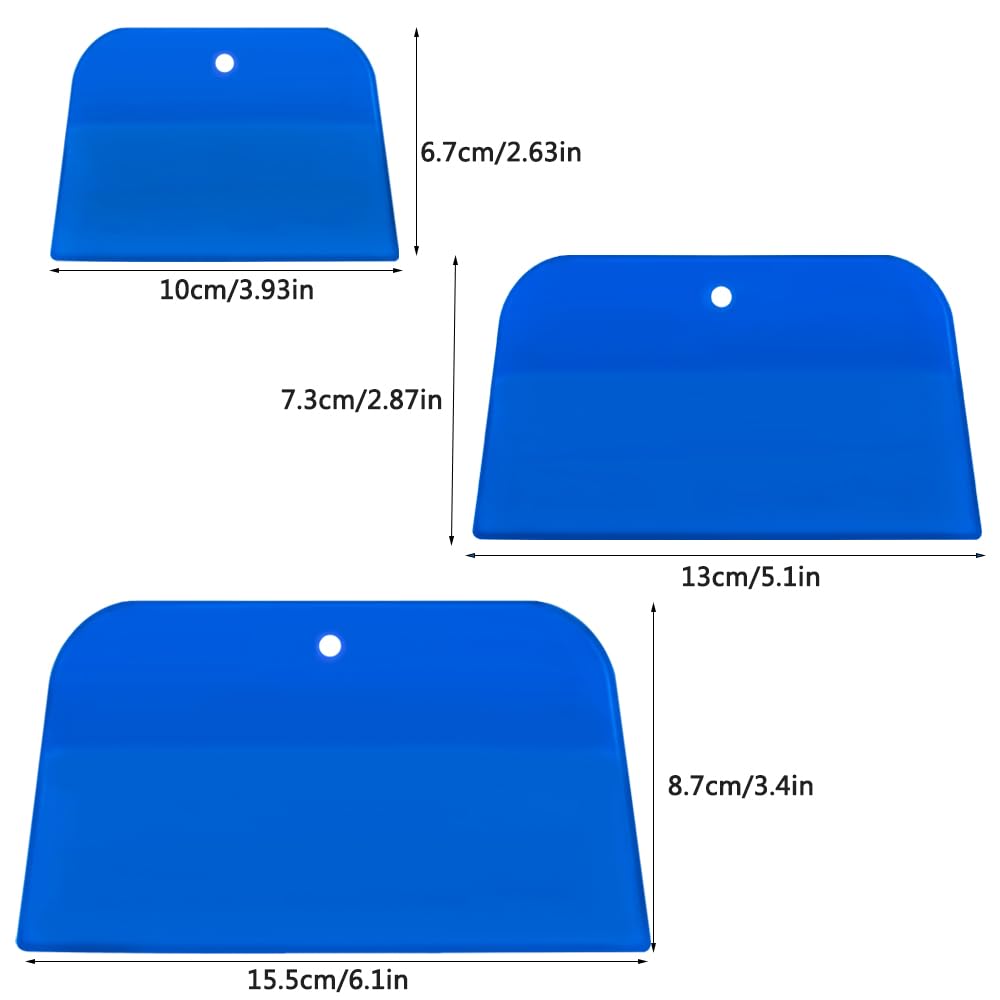 DaKuan 9-Piece Body Filler Spreader Set - 4, 5, 6 Inch Reusable Plastic Spatulas for Automotive Body Fillers, Putty, Glaze, Caulk & Paint Application (Blue) - Perfect for Auto Body Repair, DIY Projects & Professional Use