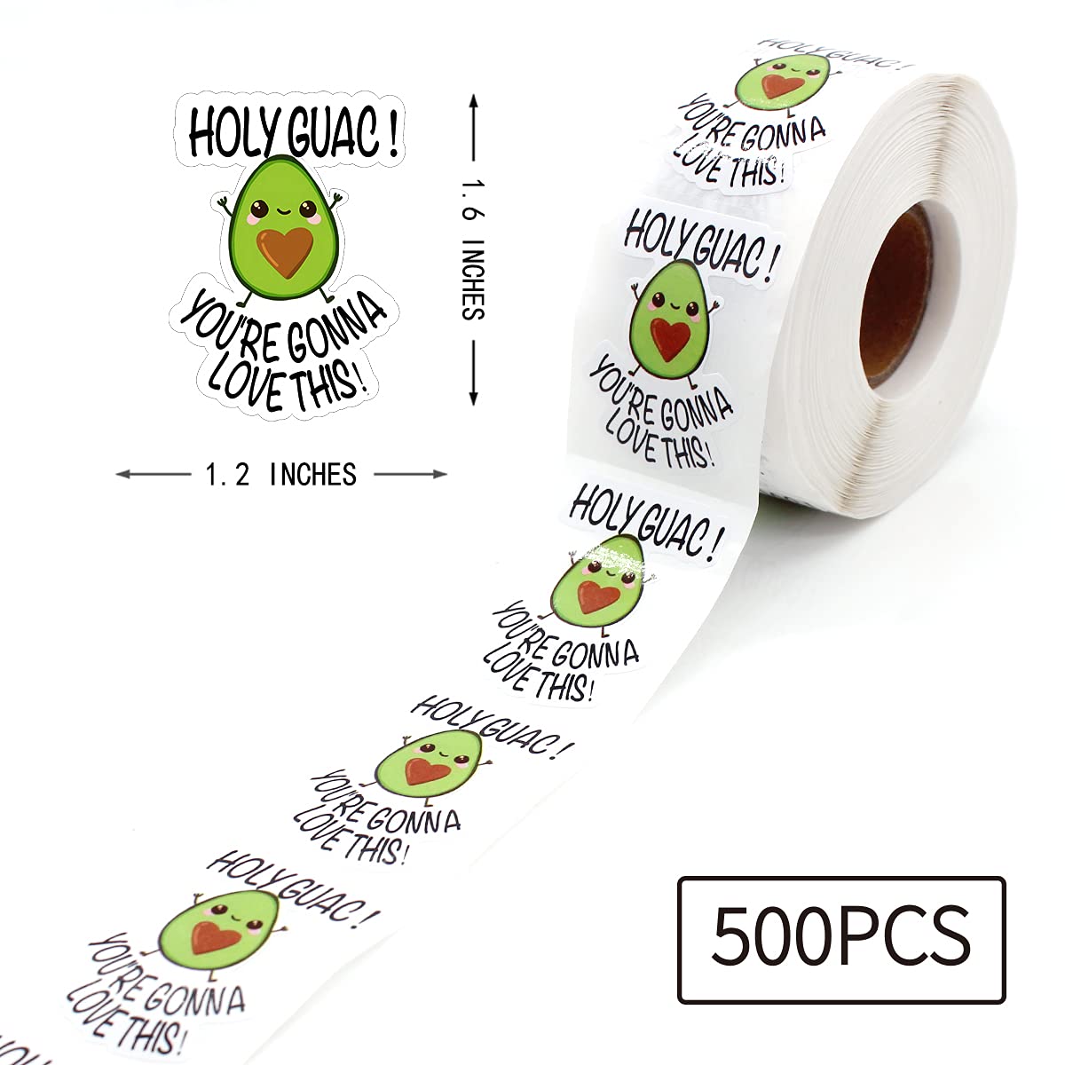 Littlefa Cute Avocado Stickers - 500 PCS Handmade Funny Small Business Stickers for Baby Showers, Holy Guac You're Gonna Love This! Perfect for Scrapbooking, Laptop Decoration & Water Bottle Customization